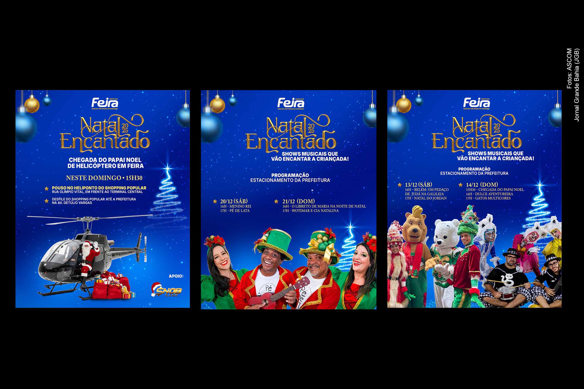 Papai Noel chega de helicóptero em Feira de Santana e abre nova etapa do Natal Encantado 2025