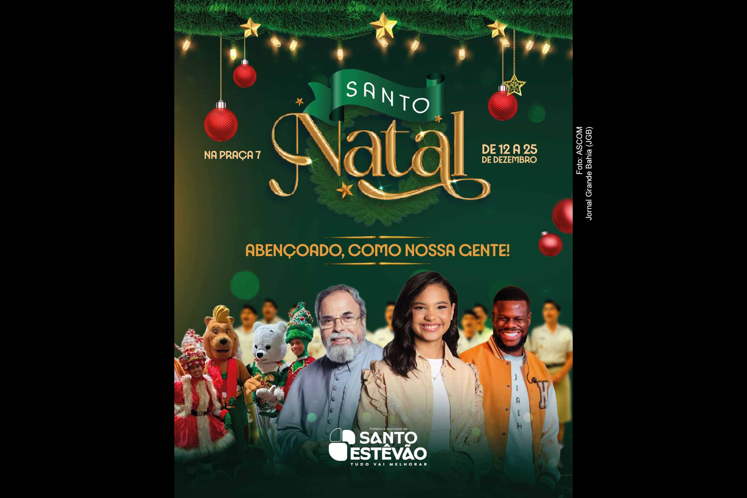 Santo Estêvão anuncia programação oficial do Santo Natal 2025 com eventos culturais e religiosos na Praça 7