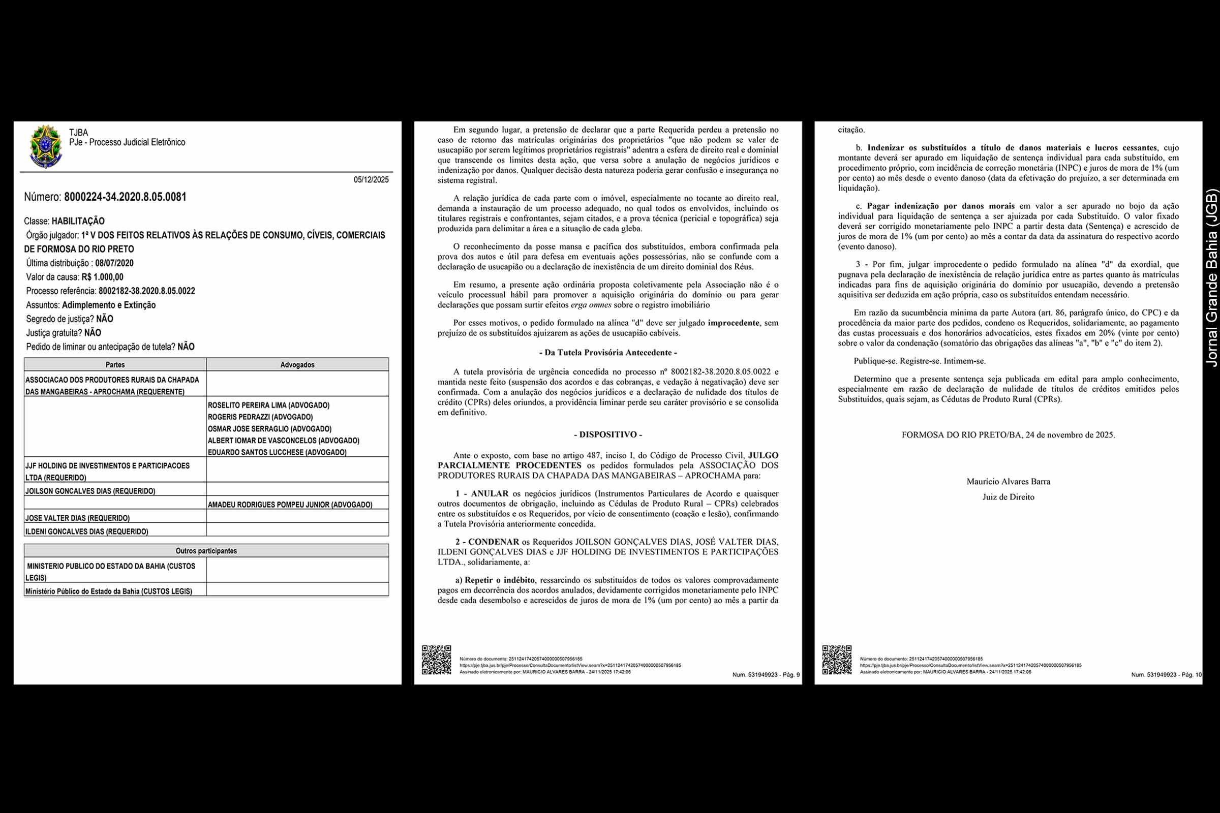 Caso Faroeste: Justiça da Bahia anula acordos de produtores rurais em disputa ligada às terras da antiga Fazenda São José