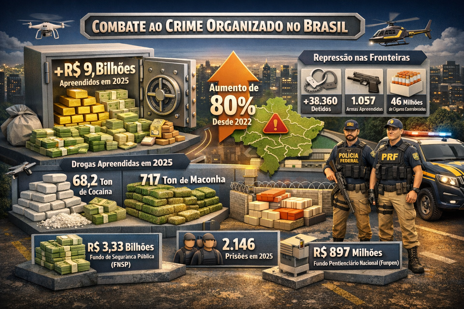 Brasil intensifica cerco ao crime organizado com foco na descapitalização de facções e repressão em fronteiras