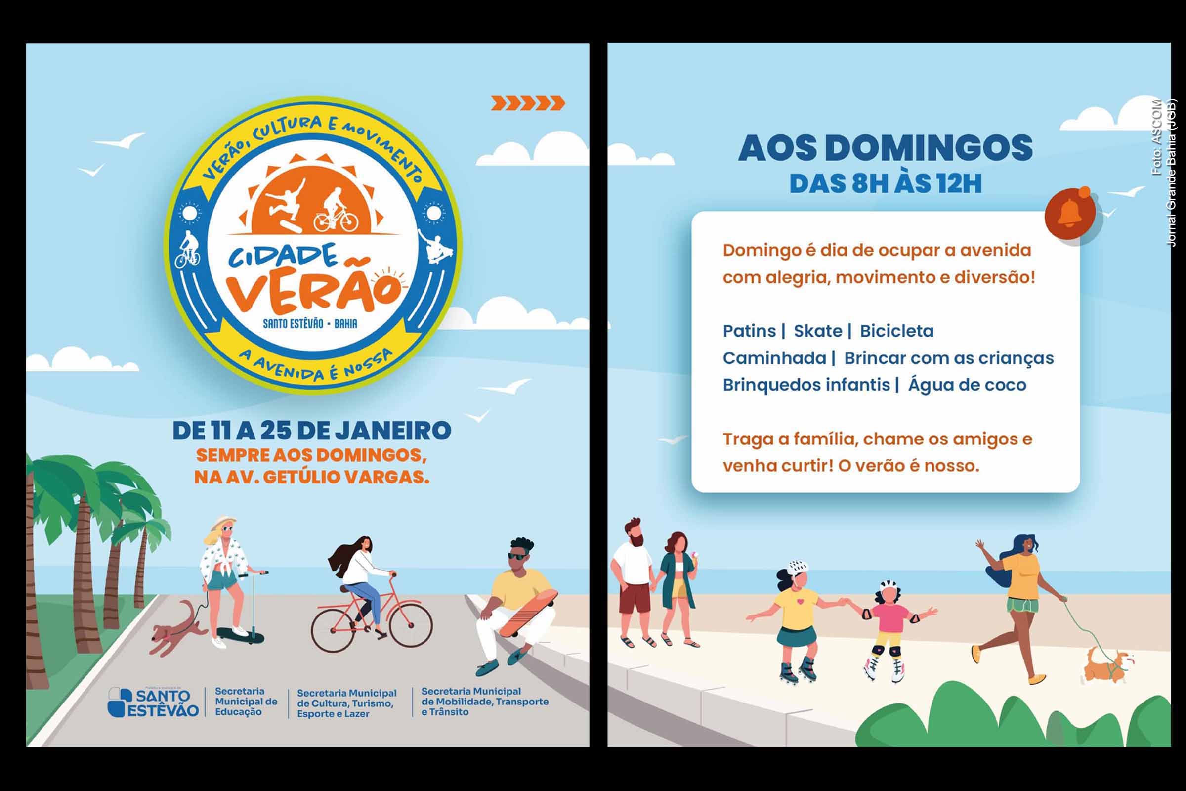 Prefeitura de Santo Estêvão lança projeto “Cidade Verão” e transforma a Avenida Getúlio Vargas em espaço de lazer aos domingos