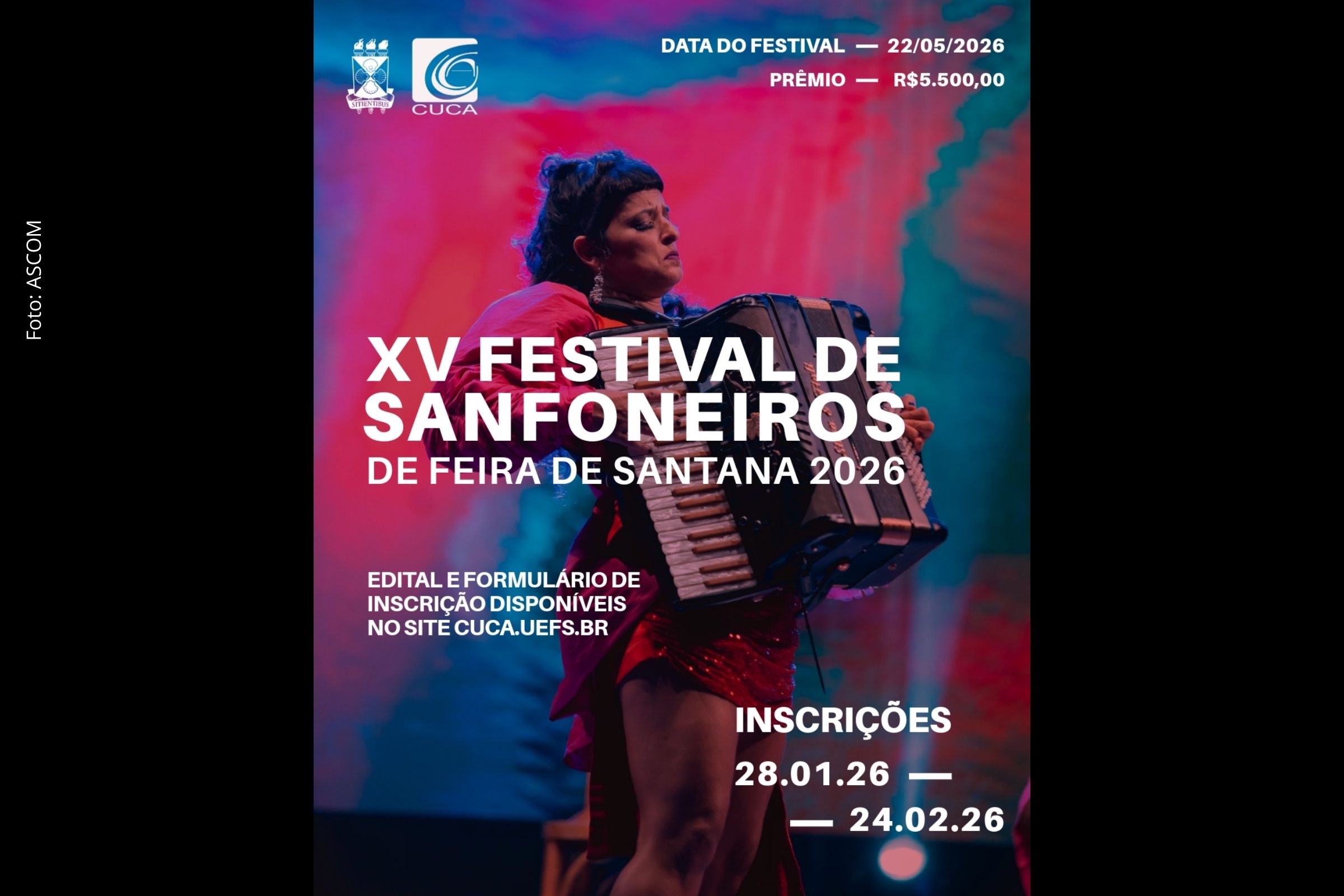 CUCA abre inscrições para o Festival de Sanfoneiros de Feira de Santana 2026