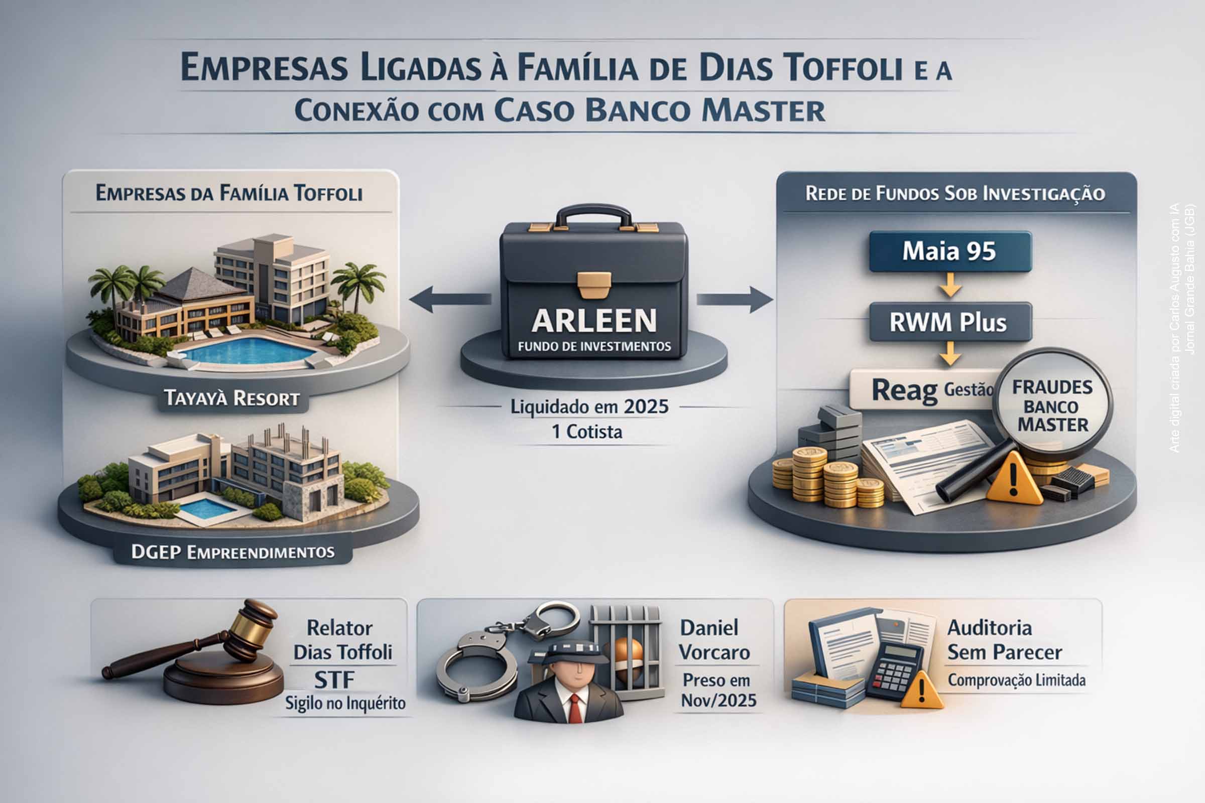 Empresas de familiares do ministro Dias Toffoli, fundo liquidado e teia do Banco Master: investimentos cruzados ampliam questionamentos sobre negócios privados e atuação do STF no combate a corrupção e crime organizado