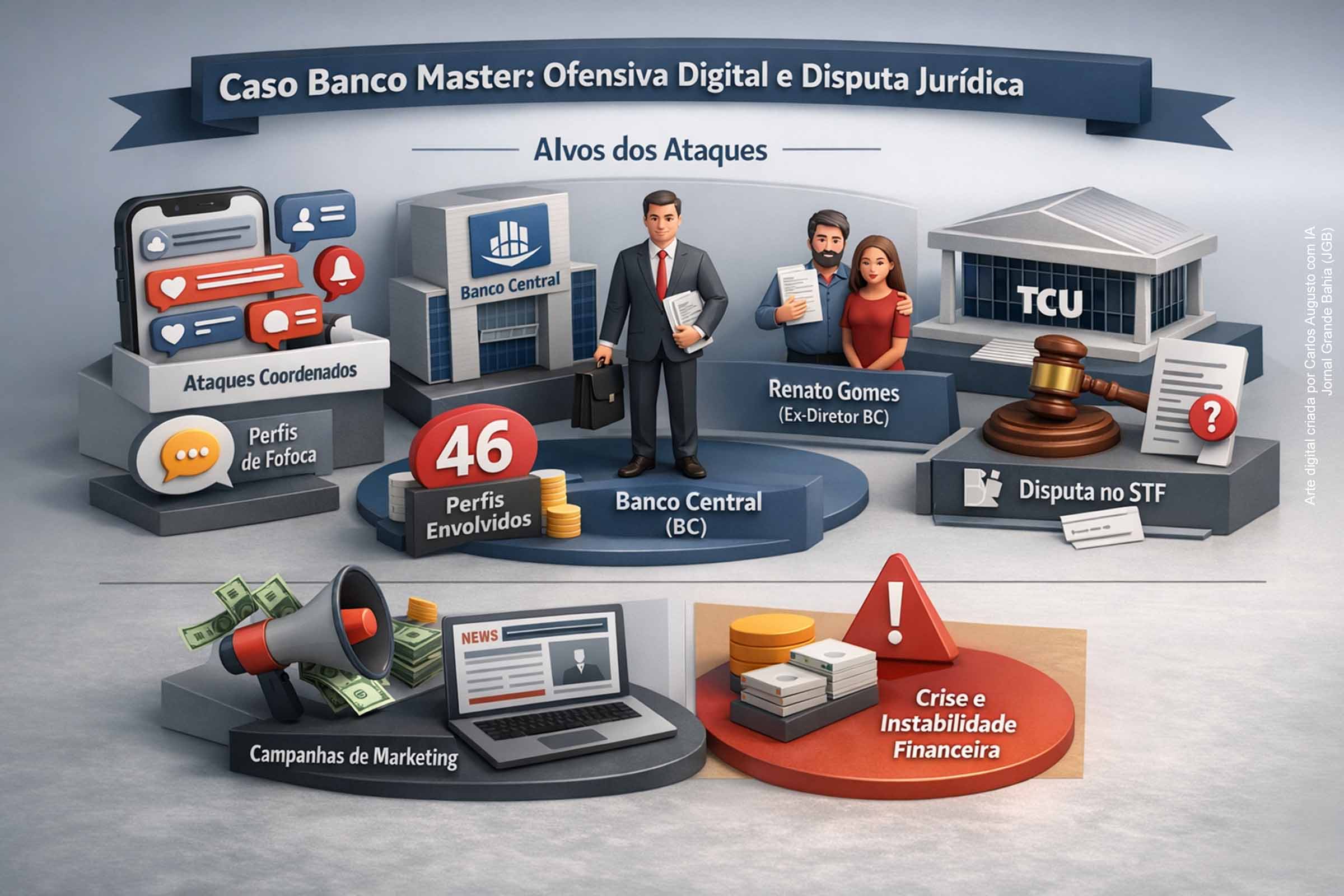 Caso Banco Master: ofensiva digital coordenada mira Banco Central e investigadores em meio a disputa no STF e no TCU