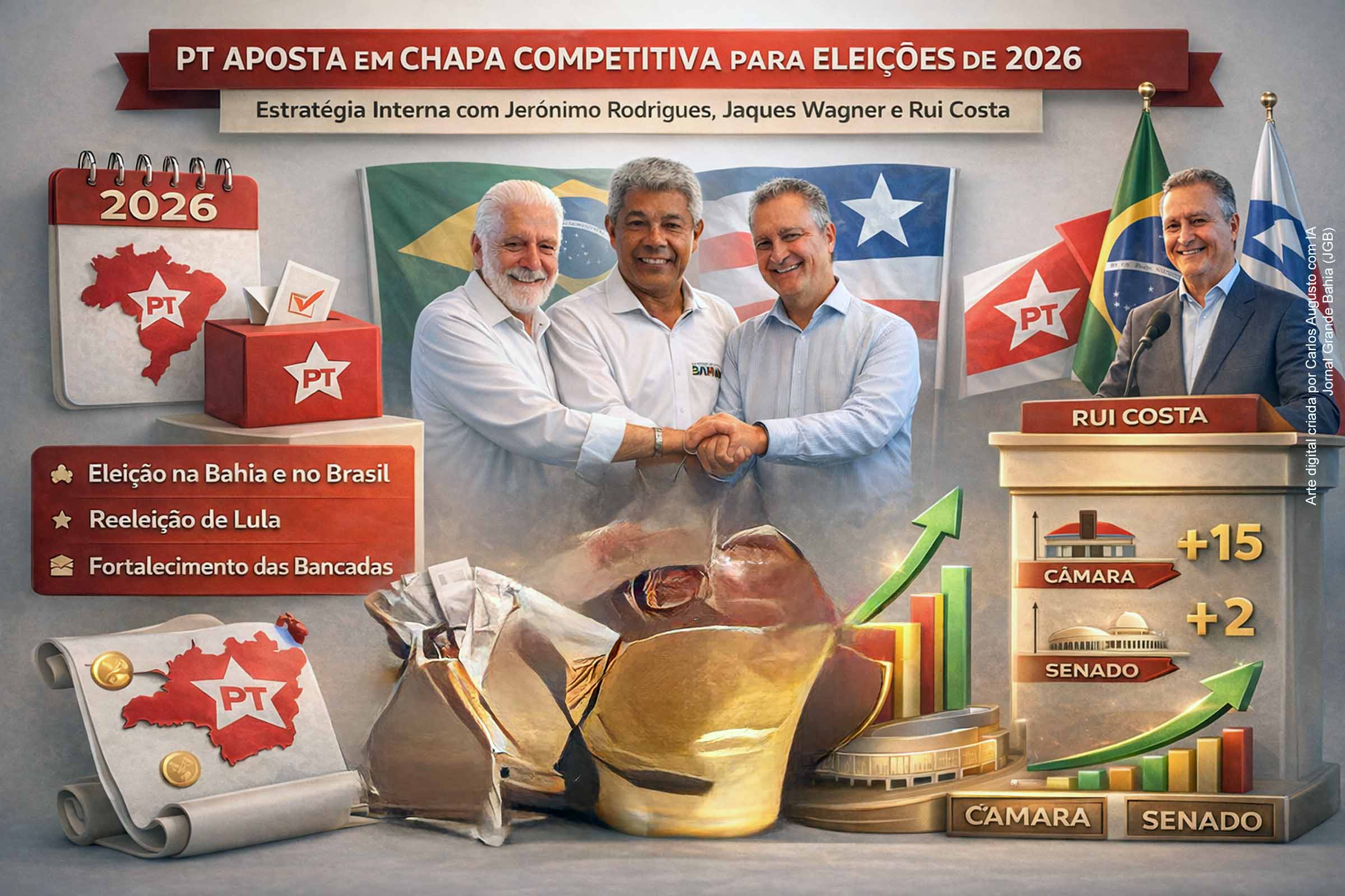 Com Jerônimo, Wagner e Rui, PT aposta em chapa considerada mais competitiva para reeleições na Bahia e no Brasil