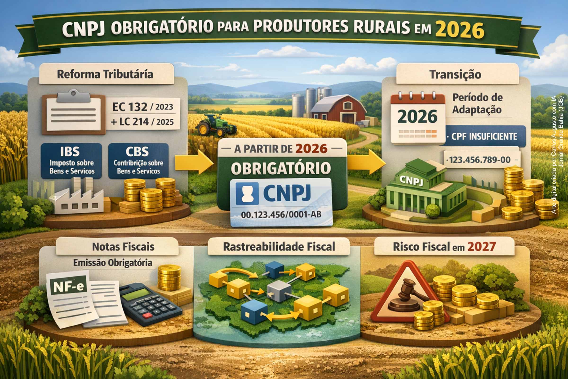 Entenda por que o CNPJ passa a ser obrigatório para produtores rurais em todo o Brasil a partir de 2026 e qual a relação com a Reforma Tributária