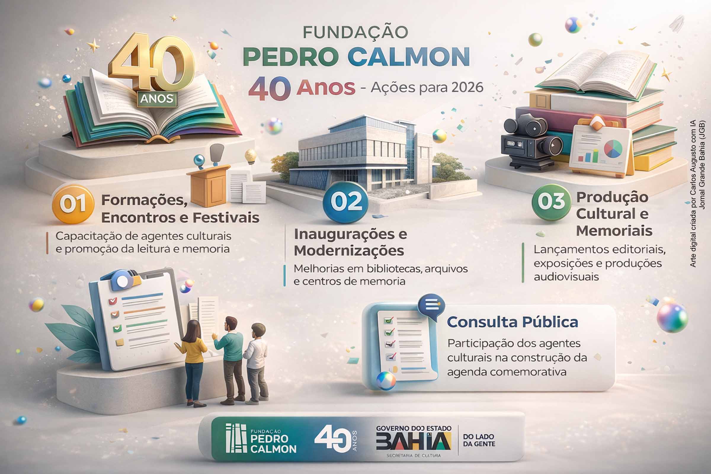 Fundação Pedro Calmon inicia celebrações de 40 anos com anúncio de ações estruturantes para bibliotecas, arquivos e políticas do livro na Bahia