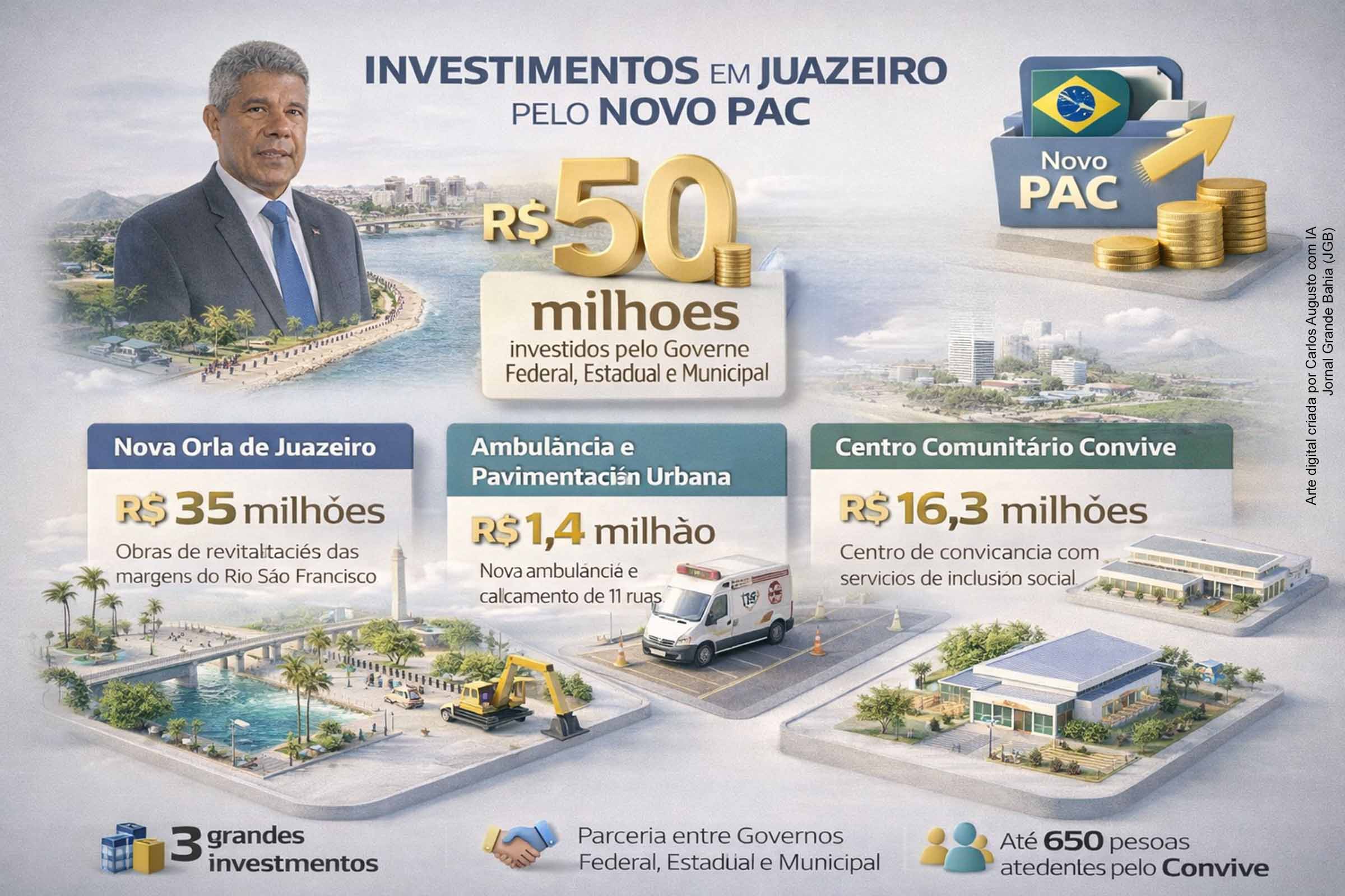 Governador Jerônimo autoriza obras da nova Orla de Juazeiro, entrega ambulância e anuncia Centro Comunitário Convive pelo Novo PAC