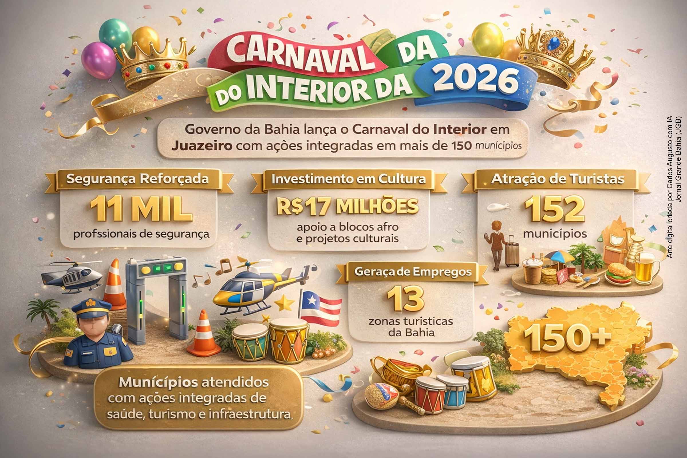 Governador Jerônimo lança edição 2026 do Carnaval do Interior da Bahia em Juazeiro com reforço na segurança e ações integradas