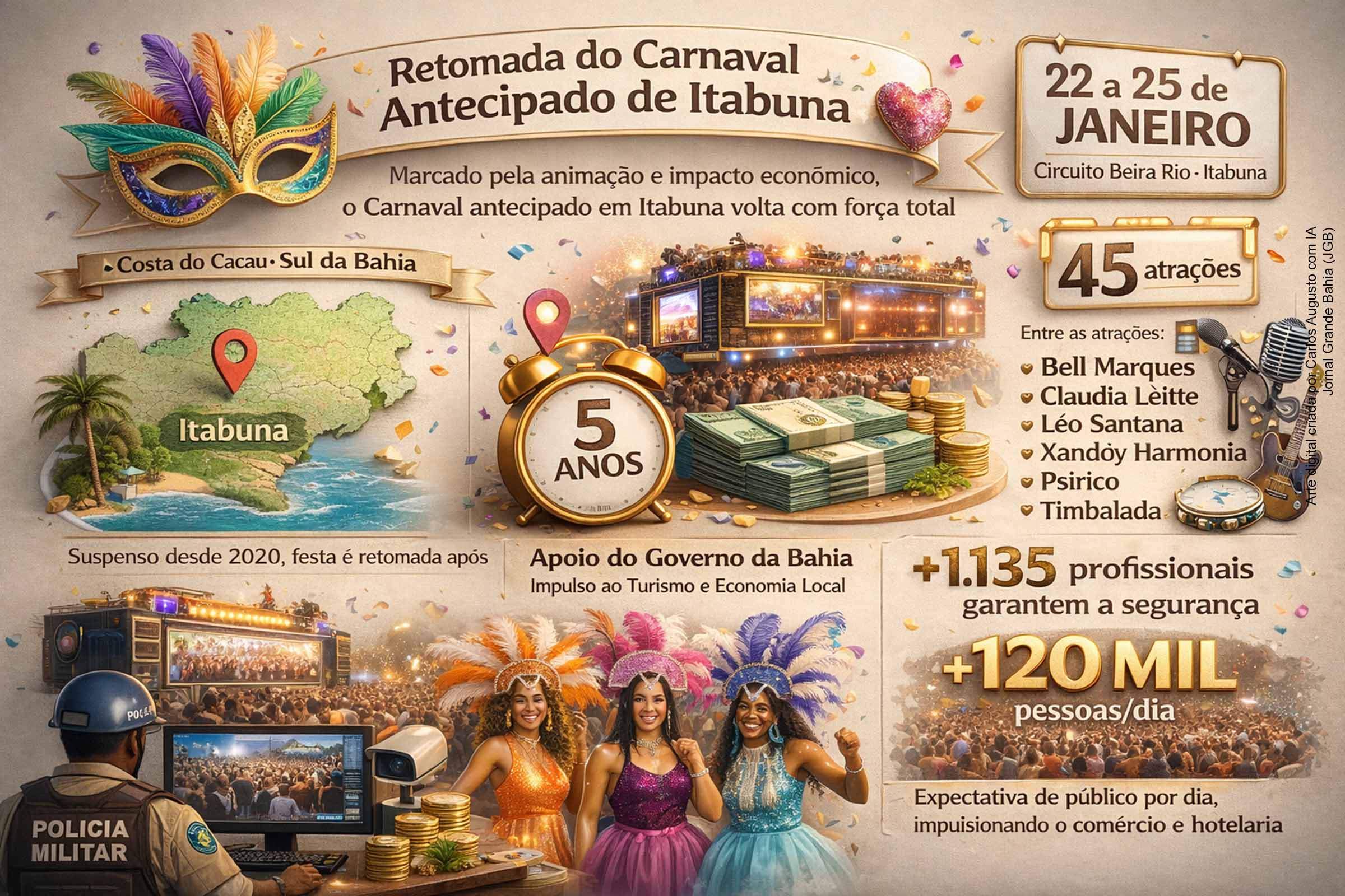 Governador Jerônimo prestigia abertura do Carnaval antecipado de Itabuna e reforça apoio do Estado à cultura e ao turismo no interior