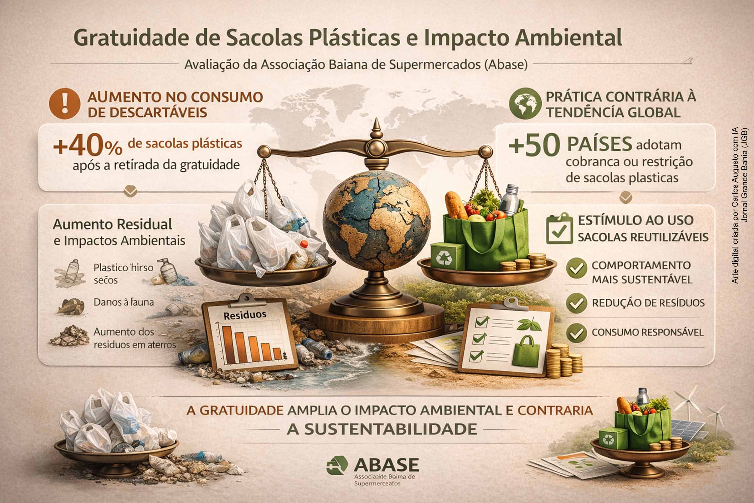 Gratuidade de sacolas plásticas amplia consumo de descartáveis e contraria tendência global de sustentabilidade, avalia Abase