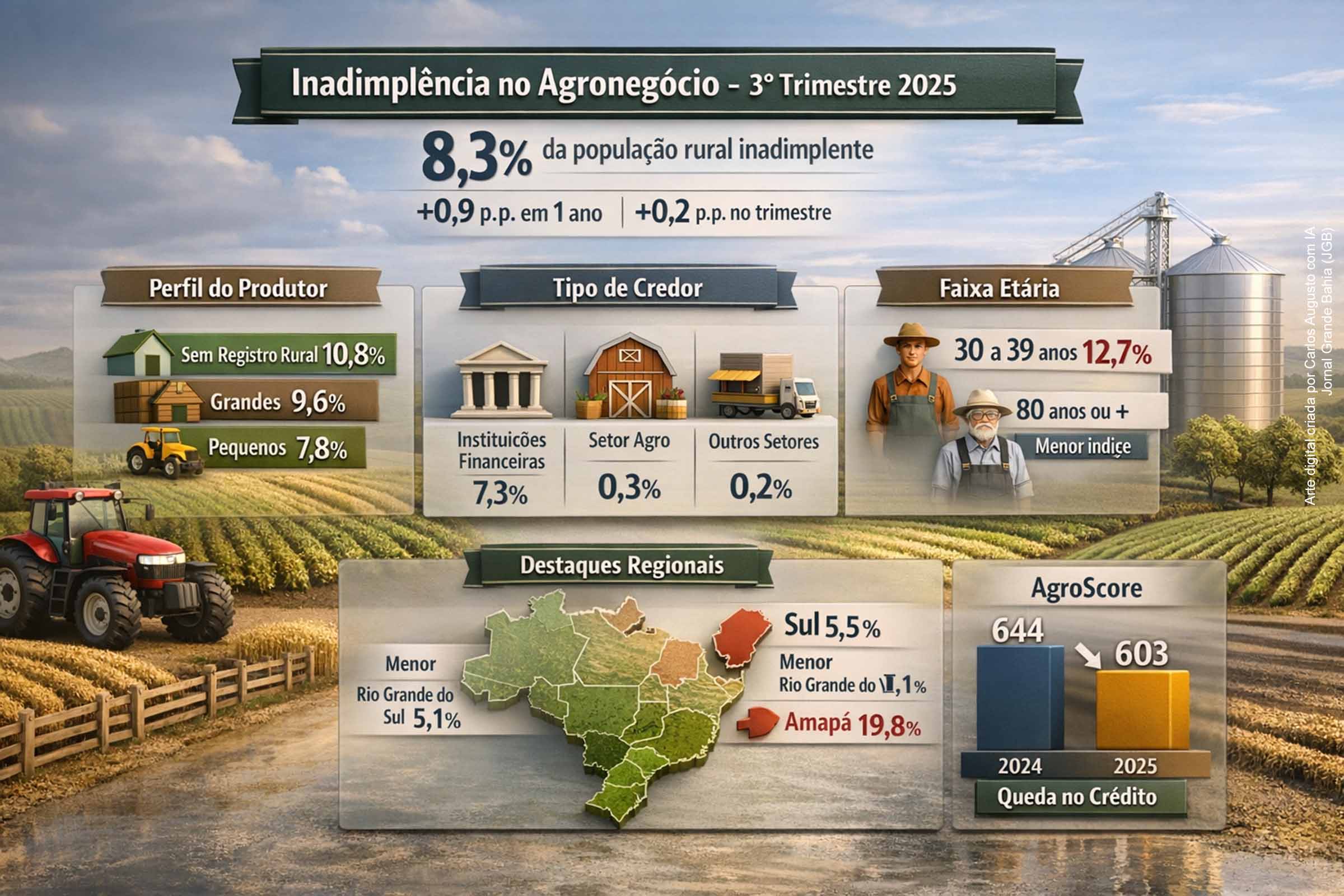 Inadimplência no agronegócio atinge 8,3% da população rural no 3º trimestre de 2025, aponta Serasa