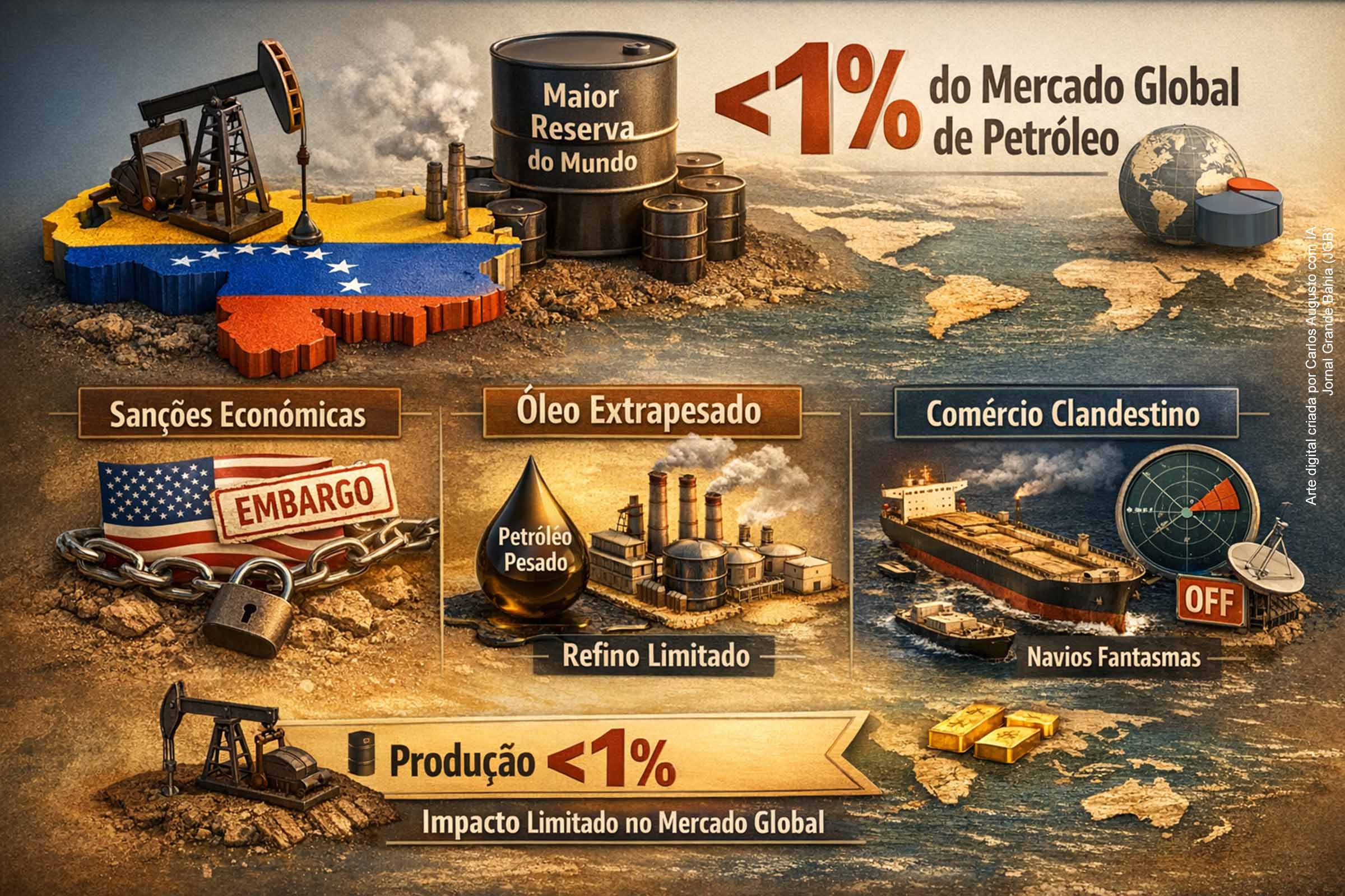 Venezuela tem menos de 1% do mercado global de petróleo apesar de maior reserva do mundo, apontam especialistas