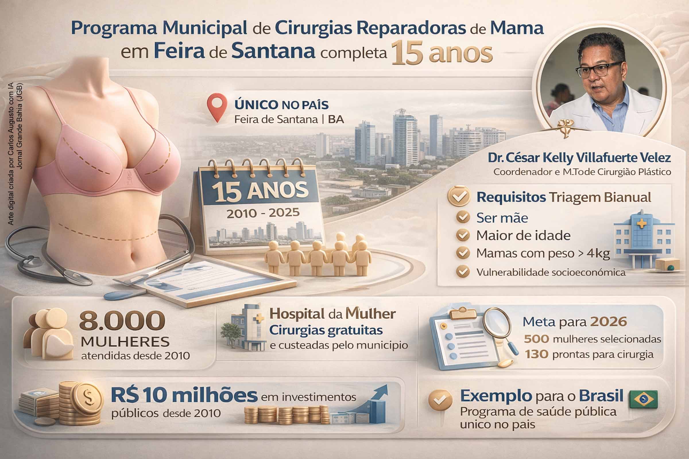Programa Municipal de Cirurgias Reparadoras de Mama completa 15 anos e projeta Feira de Santana como referência nacional; Prefeito José Ronaldo destaca atuação do médico César Kelly