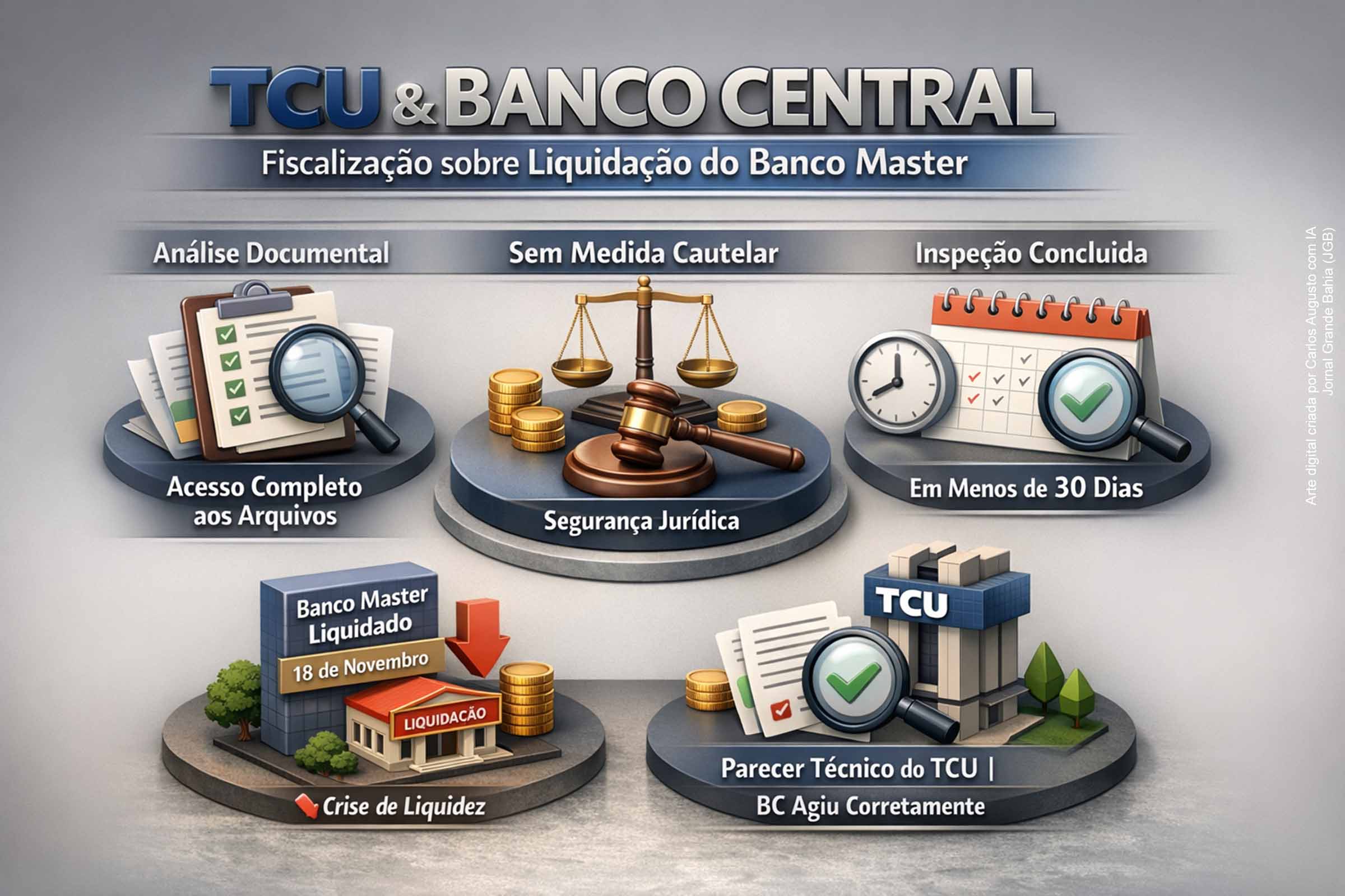 TCU e Banco Central alinham fiscalização sobre liquidação do Banco Master, afastam cautelar e preveem conclusão da inspeção em até um mês