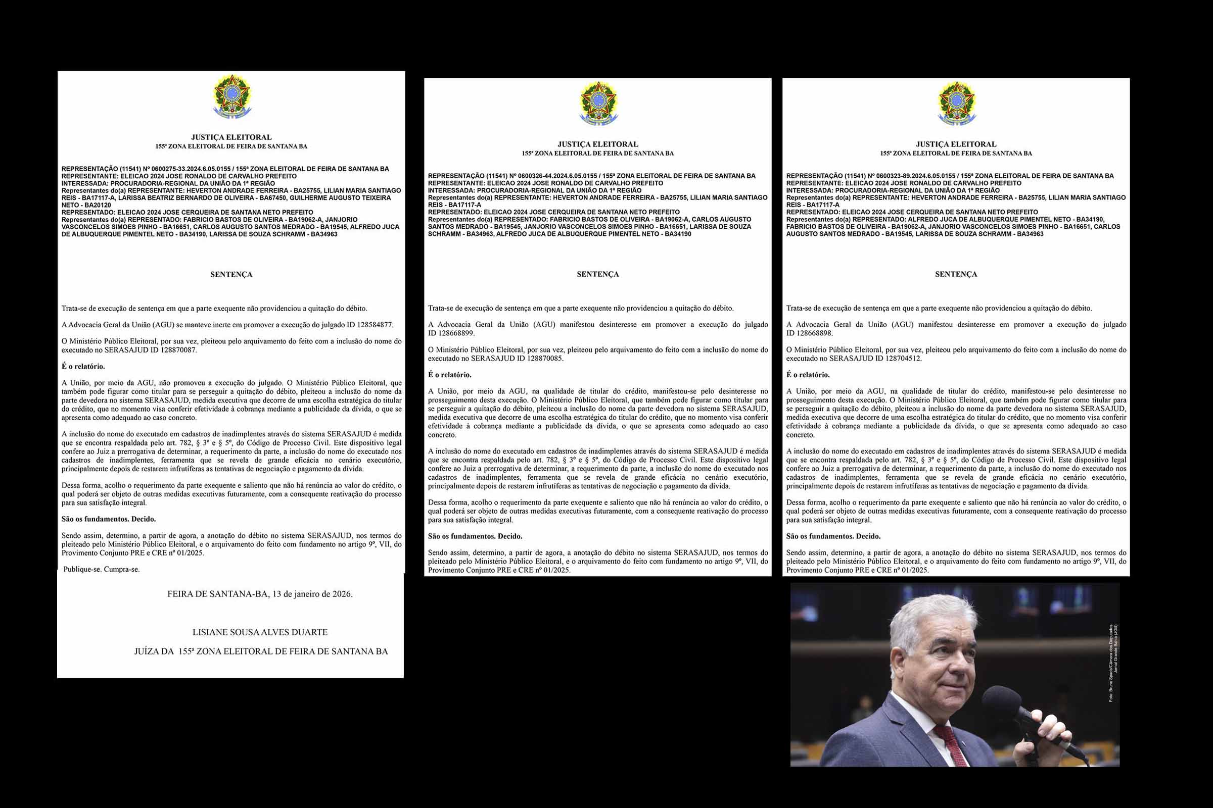 Justiça Eleitoral inclui deputado Zé Neto no SerasaJud por débitos de campanha das Eleições 2024 decorrentes de decisões judiciais e arquiva execuções