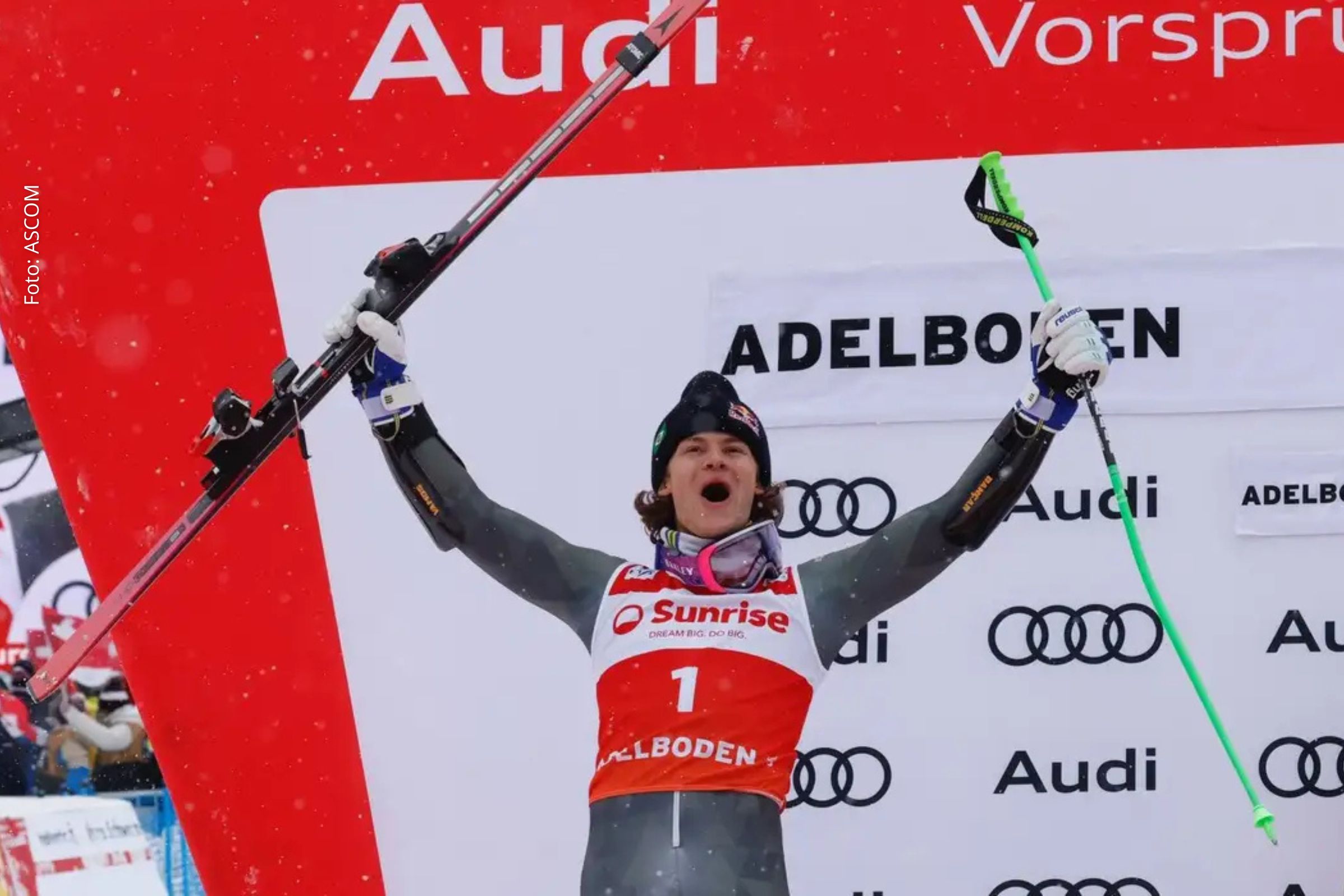 Brasileiro sobe ao pódio no slalom gigante em Adelboden, na Suíça, e segue na vice-liderança do ranking mundial.