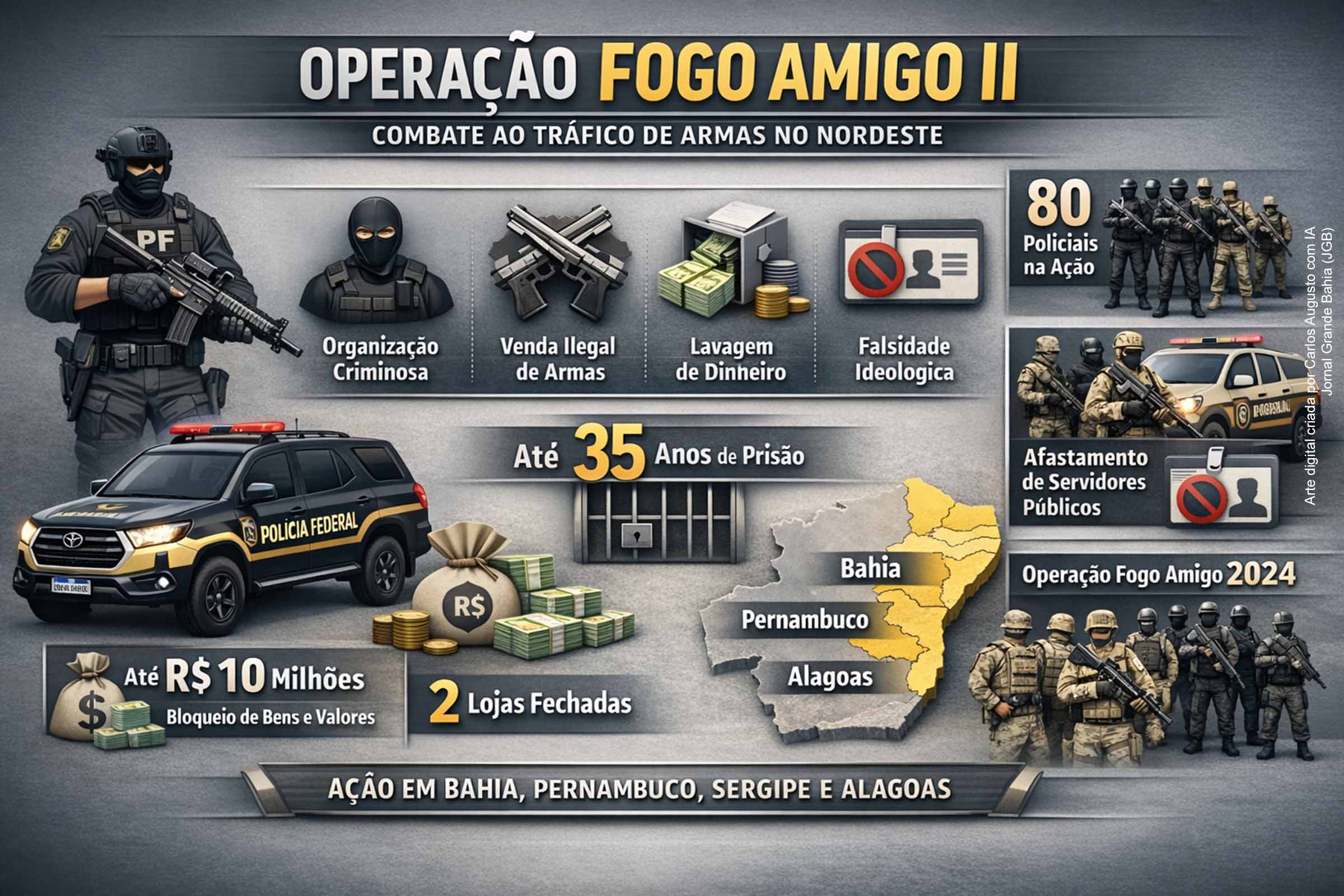 Polícia Federal deflagra Operação Fogo Amigo II contra esquema de venda ilegal de armas no Nordeste; Investigação abrange Bahia