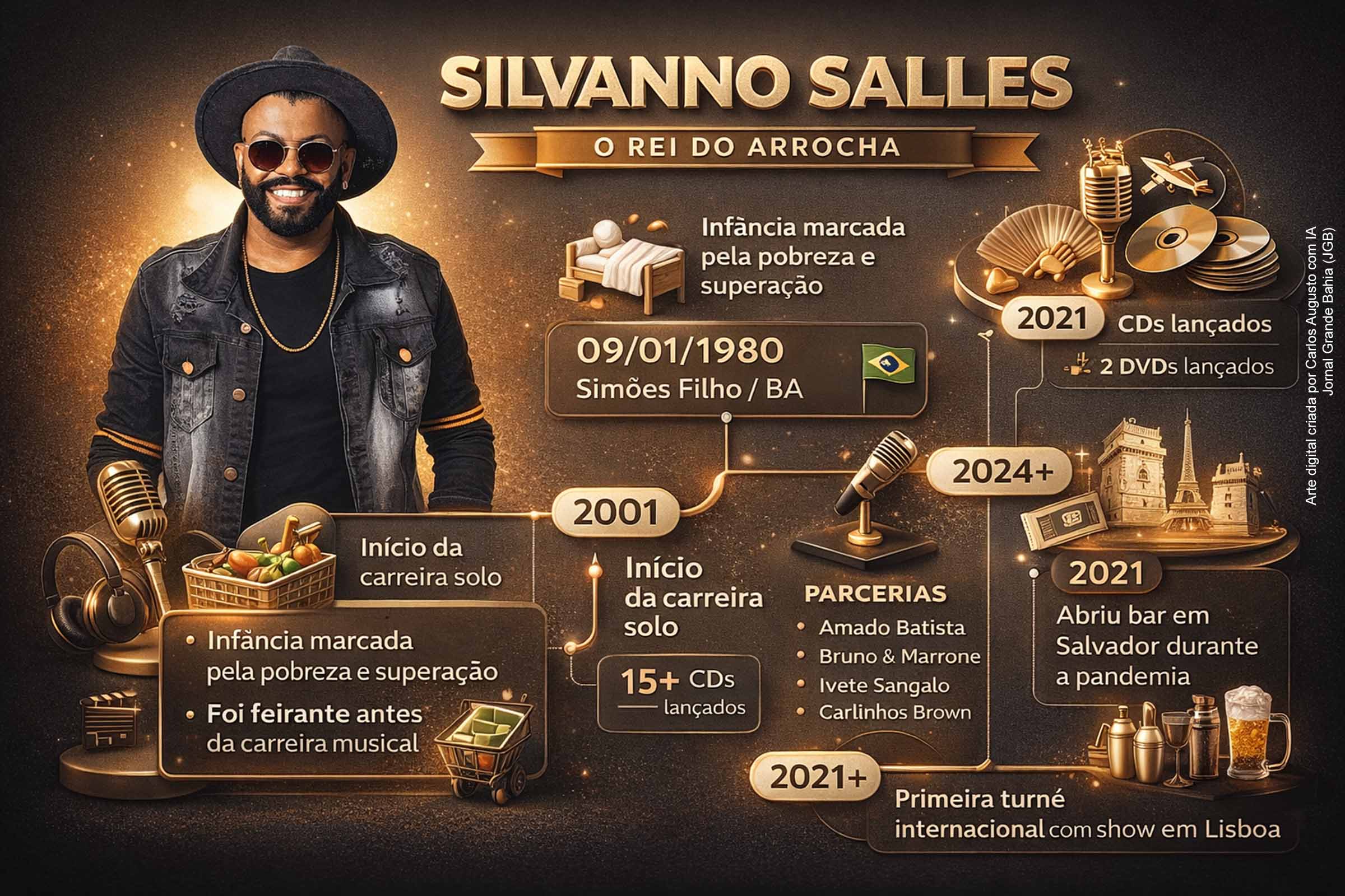 Silvanno Salles construiu uma carreira marcada por superação social, pioneirismo musical e forte conexão popular. Nascido em Simões Filho, enfrentou pobreza, deficiência física e exclusão cultural até se consolidar como um dos principais nomes do arrocha. Com extensa discografia, parcerias relevantes, reinvenção na pandemia e projeção internacional, o artista simboliza a força e a permanência da música popular nordestina no cenário nacional.