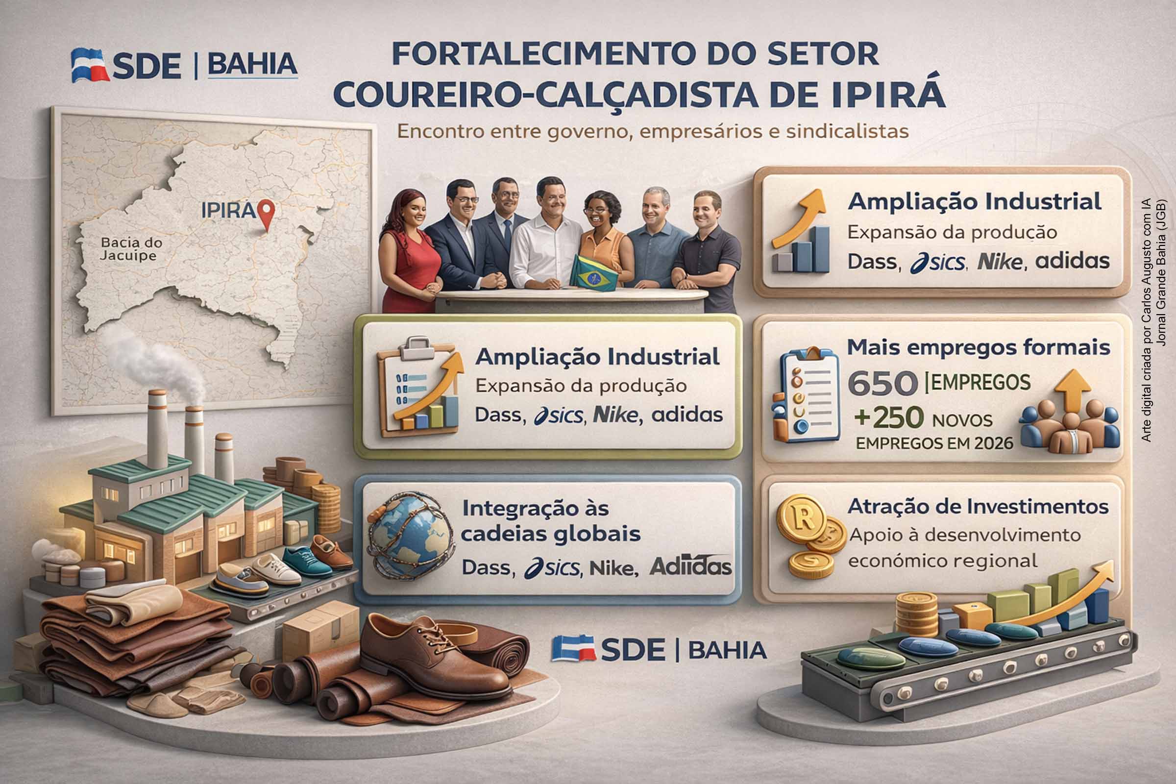 SDE Bahia debate fortalecimento do setor coureiro-calçadista de Ipirá e amplia diálogo para expansão industrial