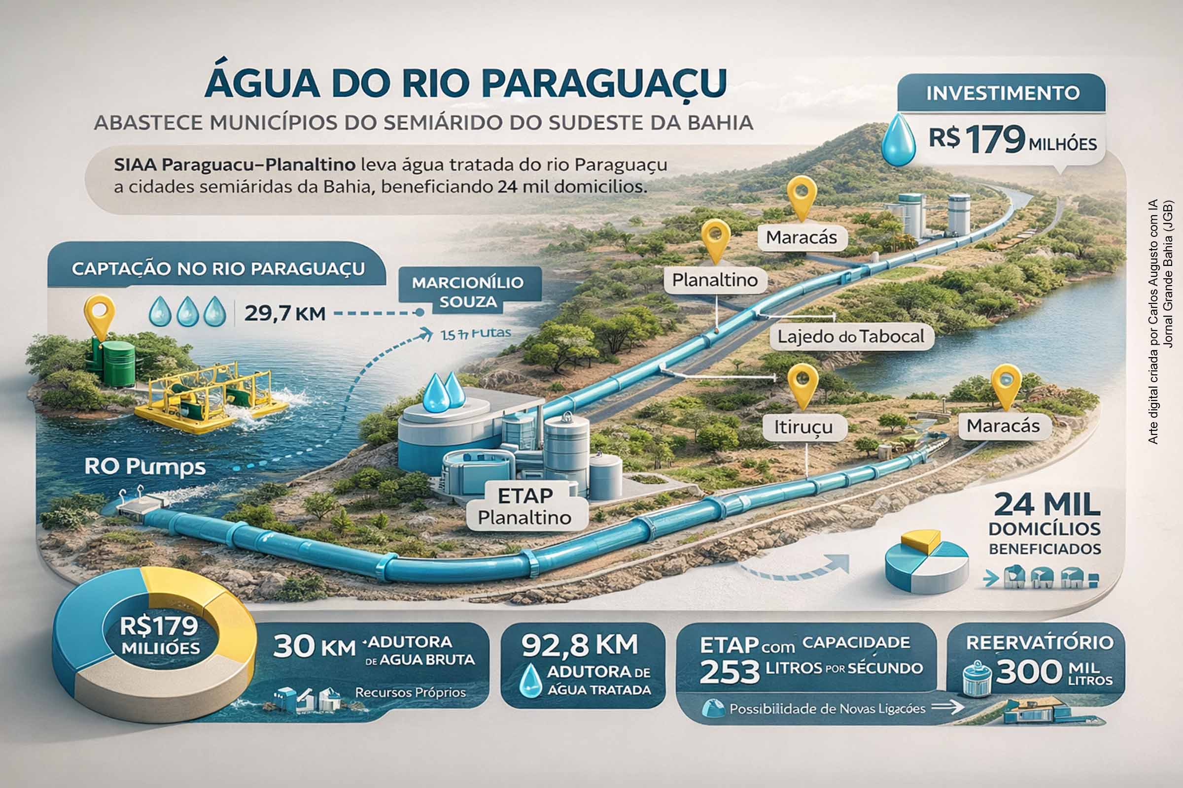 Água do rio Paraguaçu passa a abastecer municípios do semiárido baiano após entrega de sistema integrado da Embasa