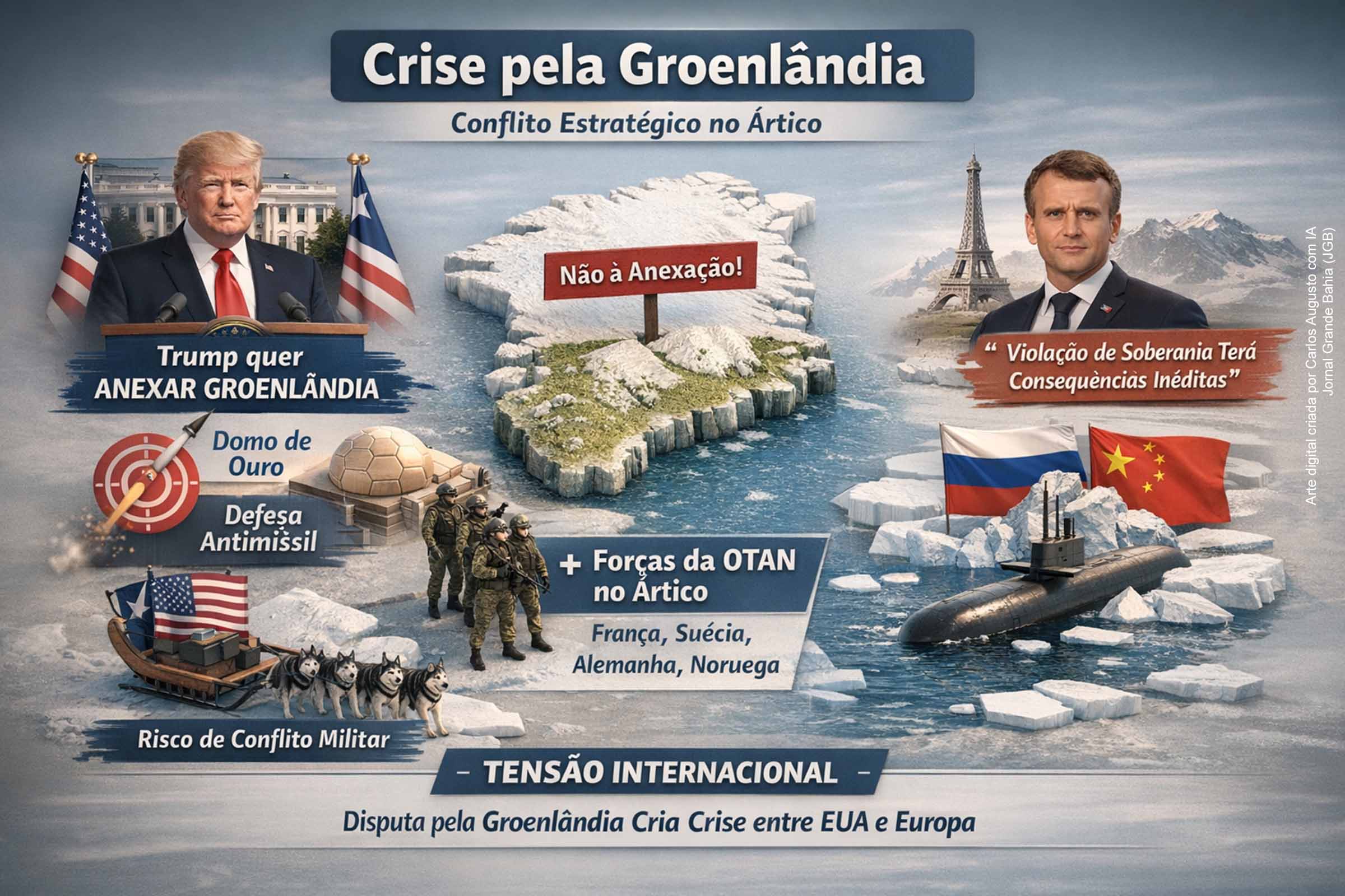Groenlândia no centro da crise global: Trump defende anexação, Europa reage e Otan amplia presença militar no Ártico