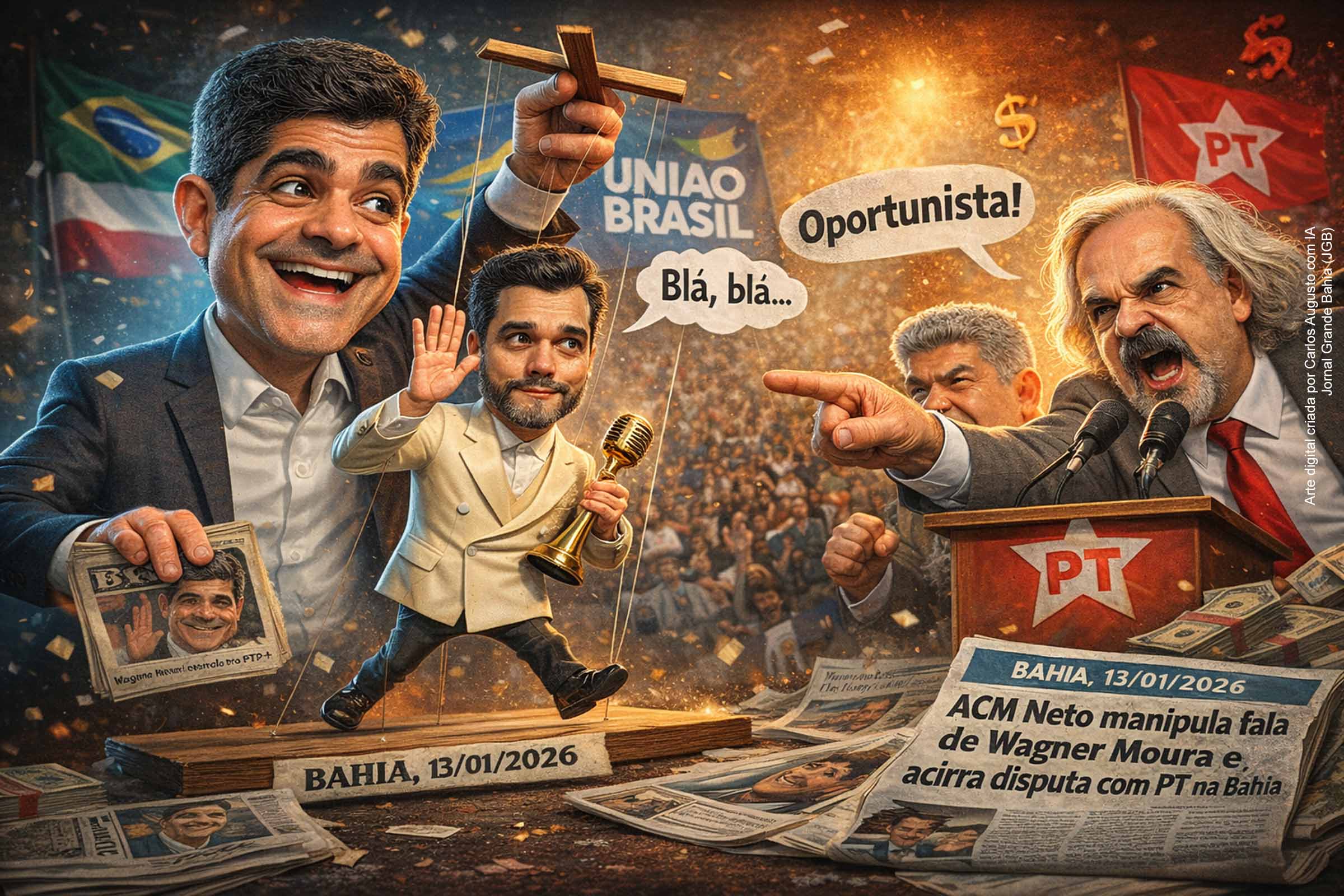 Uso político de fala de Wagner Moura por ACM Neto gera reação no PT e acirra disputa na Bahia