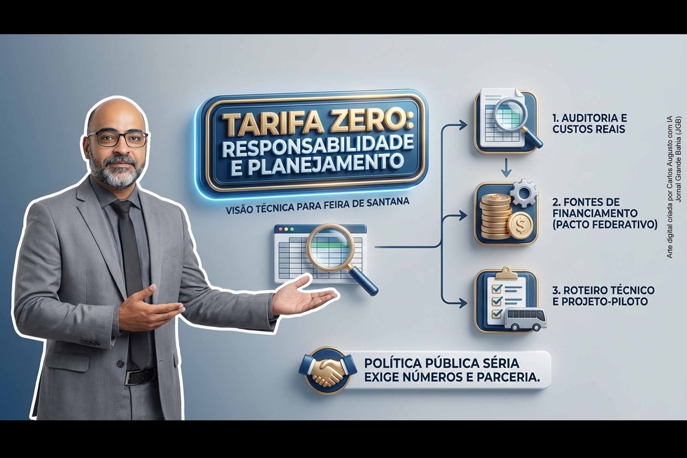 O vereador Pedro Américo defendeu a gestão municipal e cobrou seriedade técnica no debate sobre a tarifa zero em Feira de Santana. Reconhecendo a legitimidade da pauta, afirmou que a gratuidade exige planejamento, custos claros e fontes permanentes de financiamento. O parlamentar defendeu cofinanciamento entre Município, Estado e União e propôs um roteiro técnico com auditoria, simulações e projetos-piloto, alertando contra o uso do tema como propaganda sem garantia de execução.