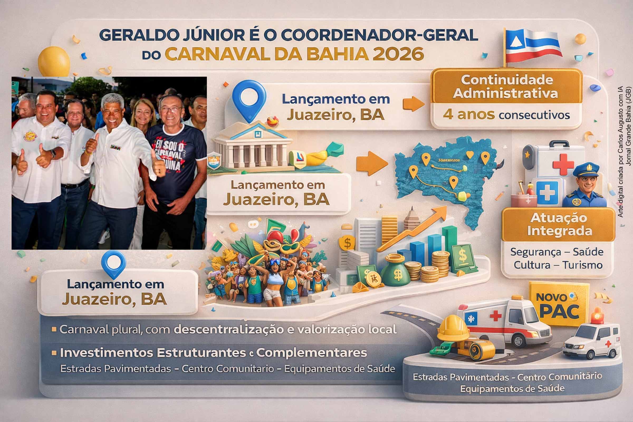 Vice-governador Geraldo Júnior é confirmado pelo quarto ano consecutivo como coordenador-geral do Carnaval da Bahia