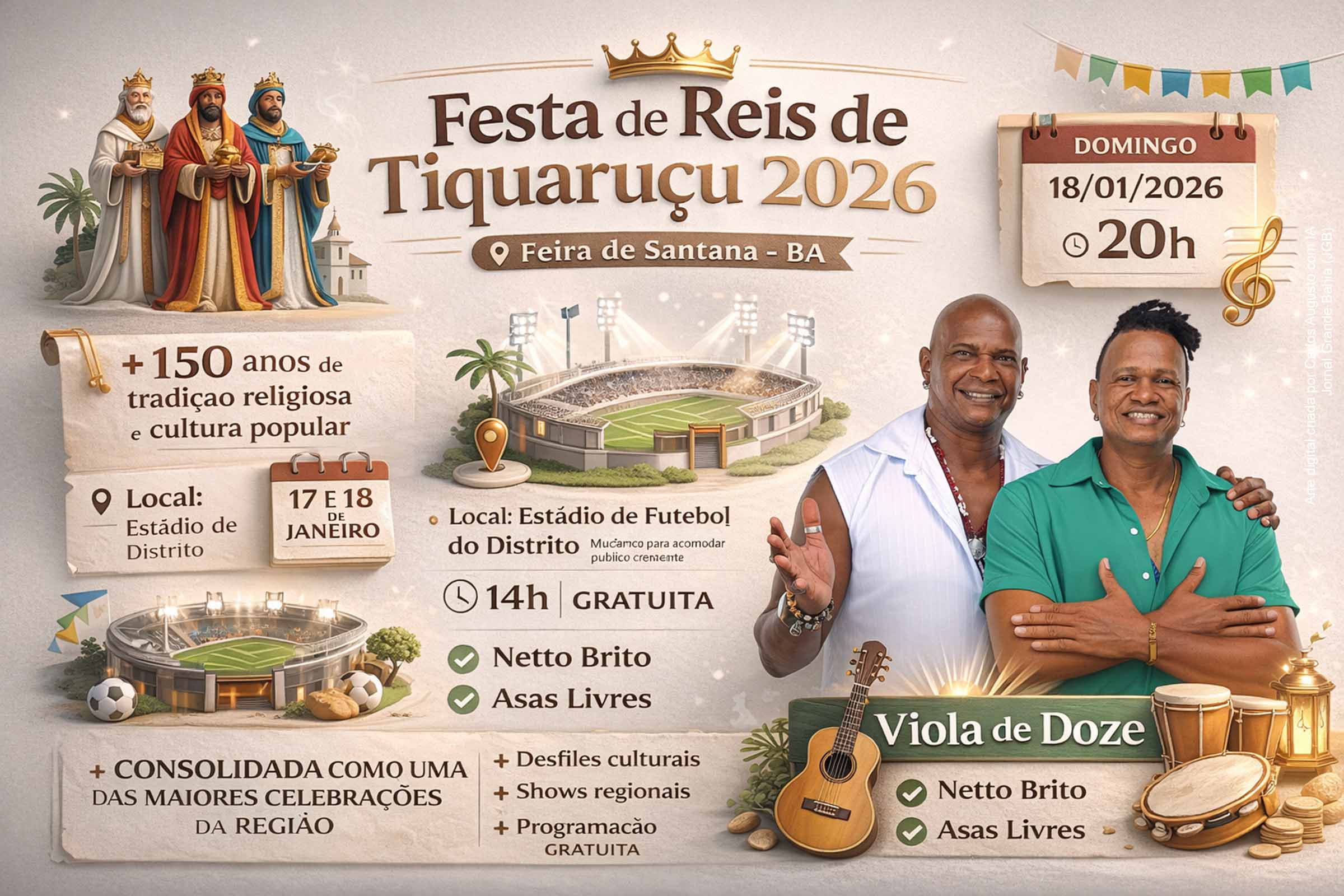 Feira de Santana: Viola de Doze confirma apresentação na edição 2026 da tradicional Festa de Reis de Tiquaruçu