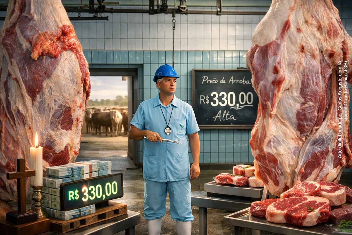 A arroba do boi gordo fechou em R$ 330 em Feira de Santana, consolidando valorização iniciada em janeiro. Mesmo durante a Quaresma, o mercado mantém demanda firme, com escoamento integral da produção no Frifeira e ausência de estoques. A Cooperfeira atribui o cenário à oferta ajustada e ao consumo interno estável, projetando continuidade da firmeza nos preços nas próximas semanas.