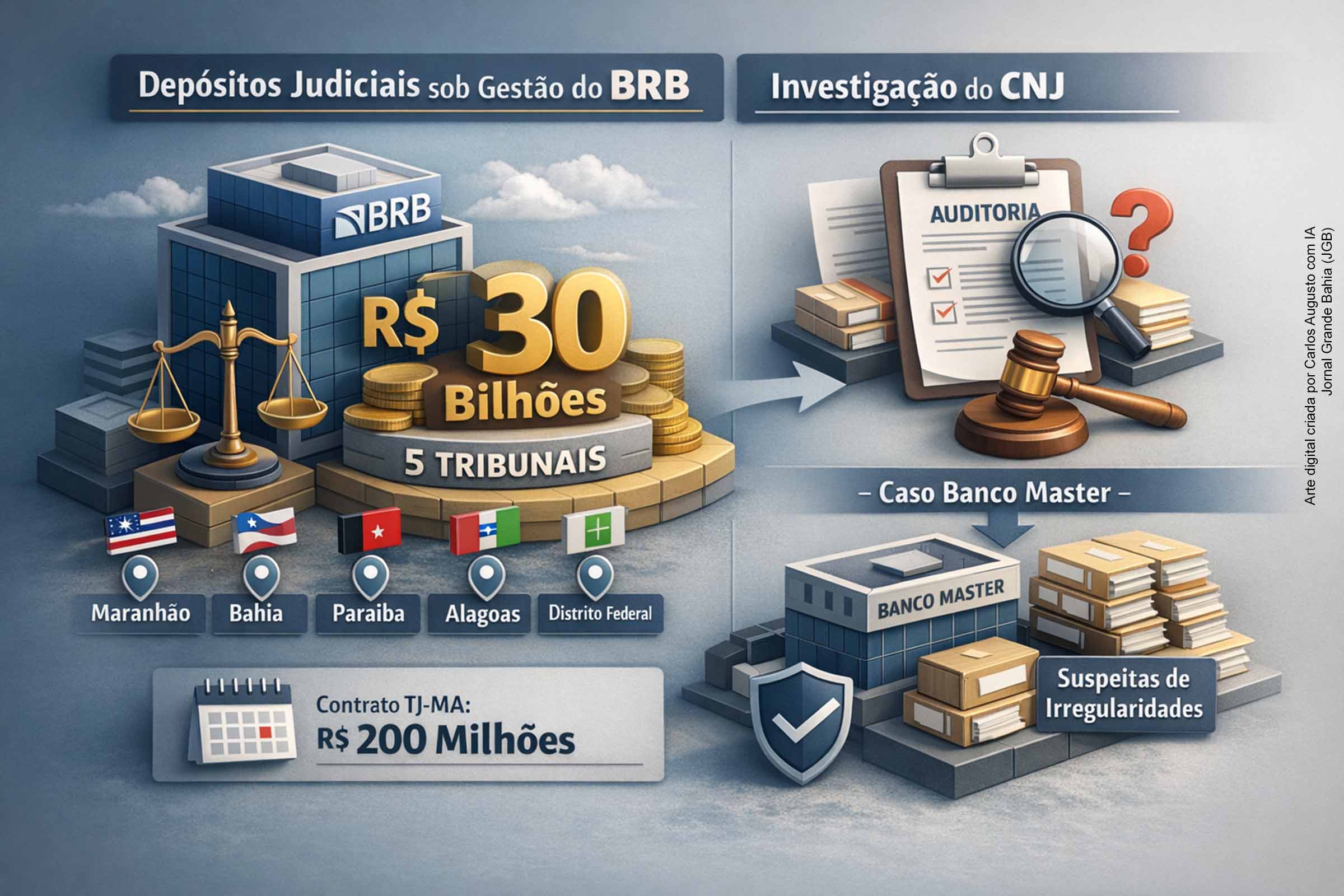 BRB concentra R$ 30 bilhões de depósitos judiciais em cinco tribunais e entra na mira do CNJ
