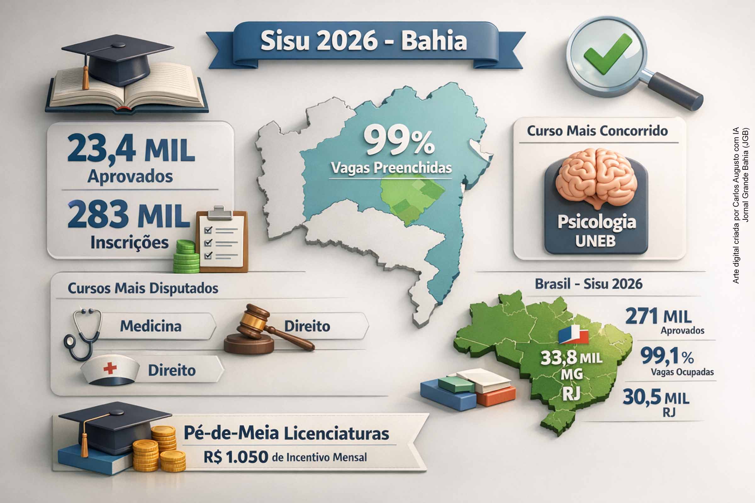 Bahia registra 23,4 mil aprovados no Sisu 2026 e preenche 99% das vagas ofertadas