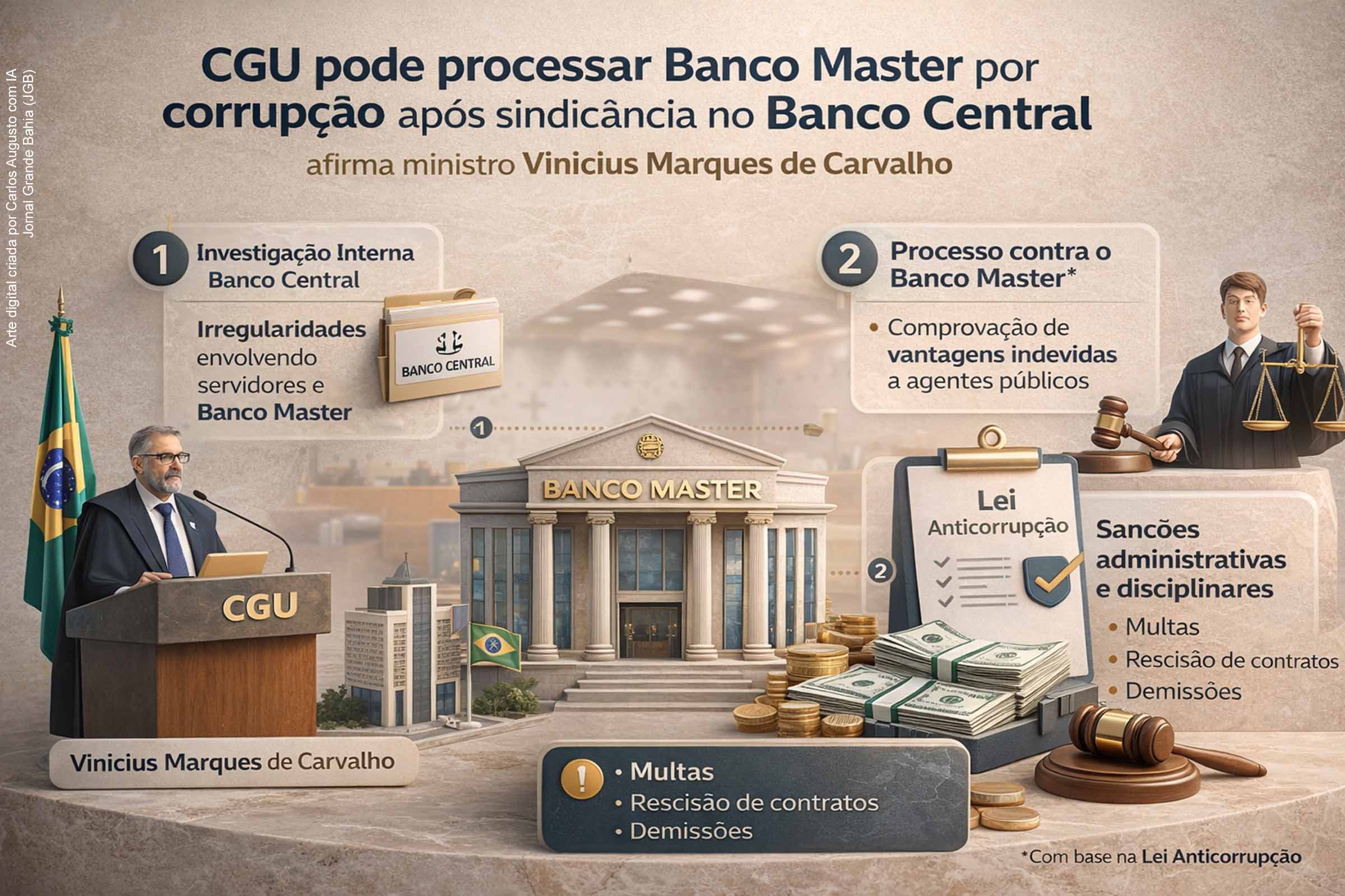 CGU diz que pode processar Banco Master por corrupção após sindicância no Banco Central