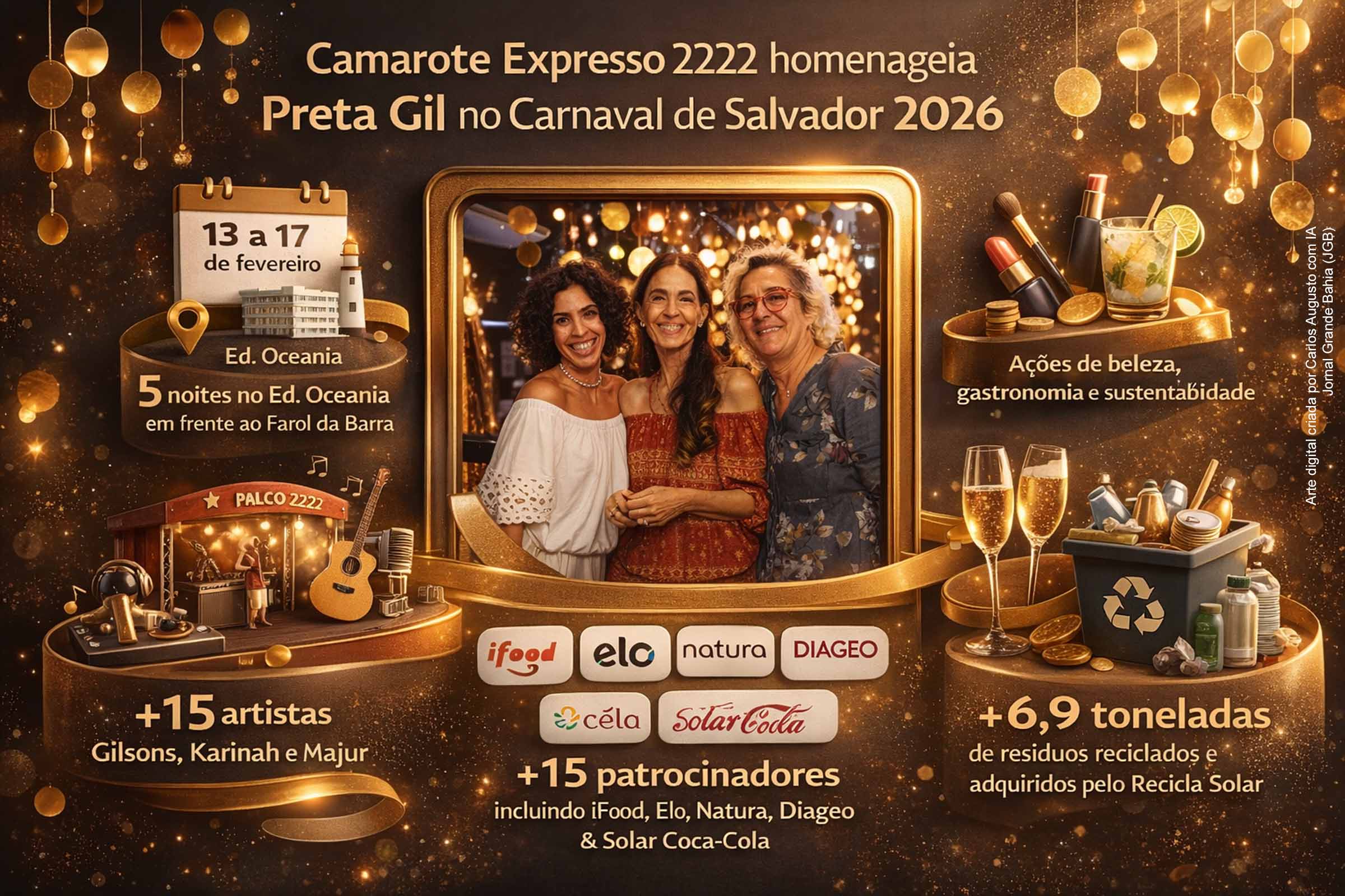Camarote Expresso 2222 homenageia Preta Gil e reúne artistas, patrocinadores e ações de sustentabilidade no Carnaval de Salvador 2026