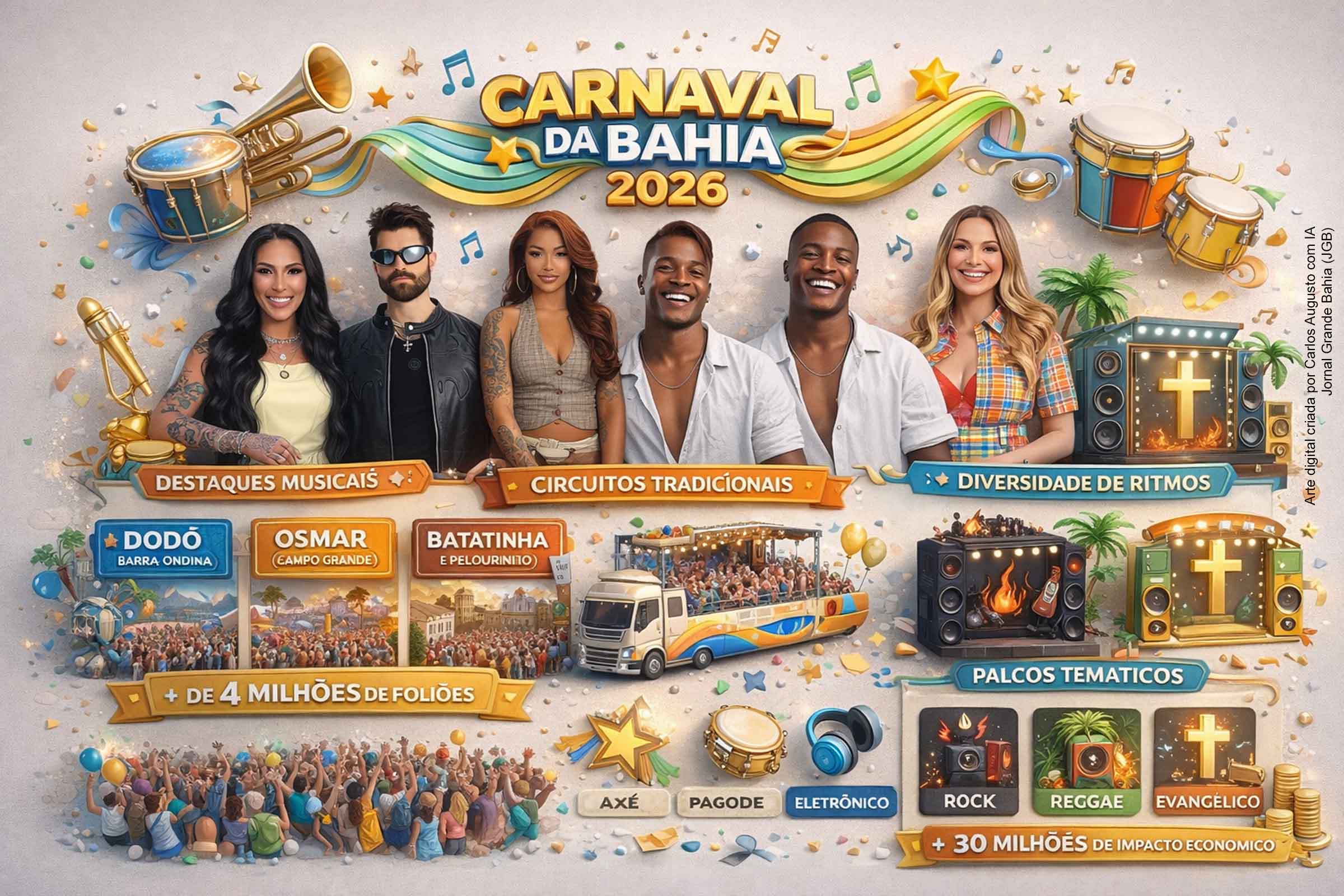 Carnaval da Bahia 2026 destaca diversidade de ritmos e reforça identidade cultural do estado