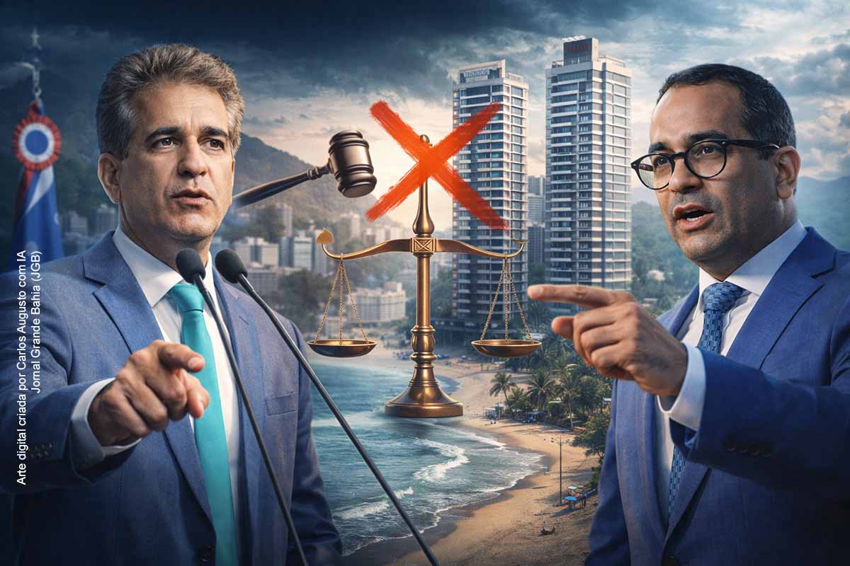 A Justiça Federal suspendeu os alvarás para construção dos empreendimentos Infinity Blue e Infinity Sea na Praia do Buracão, em Salvador, apontando risco ambiental irreversível e fixando multa diária de R$ 500 mil. A decisão reacendeu o debate sobre verticalização da orla e motivou críticas do deputado Robinson Almeida à gestão municipal e ao modelo de ocupação urbana da capital.