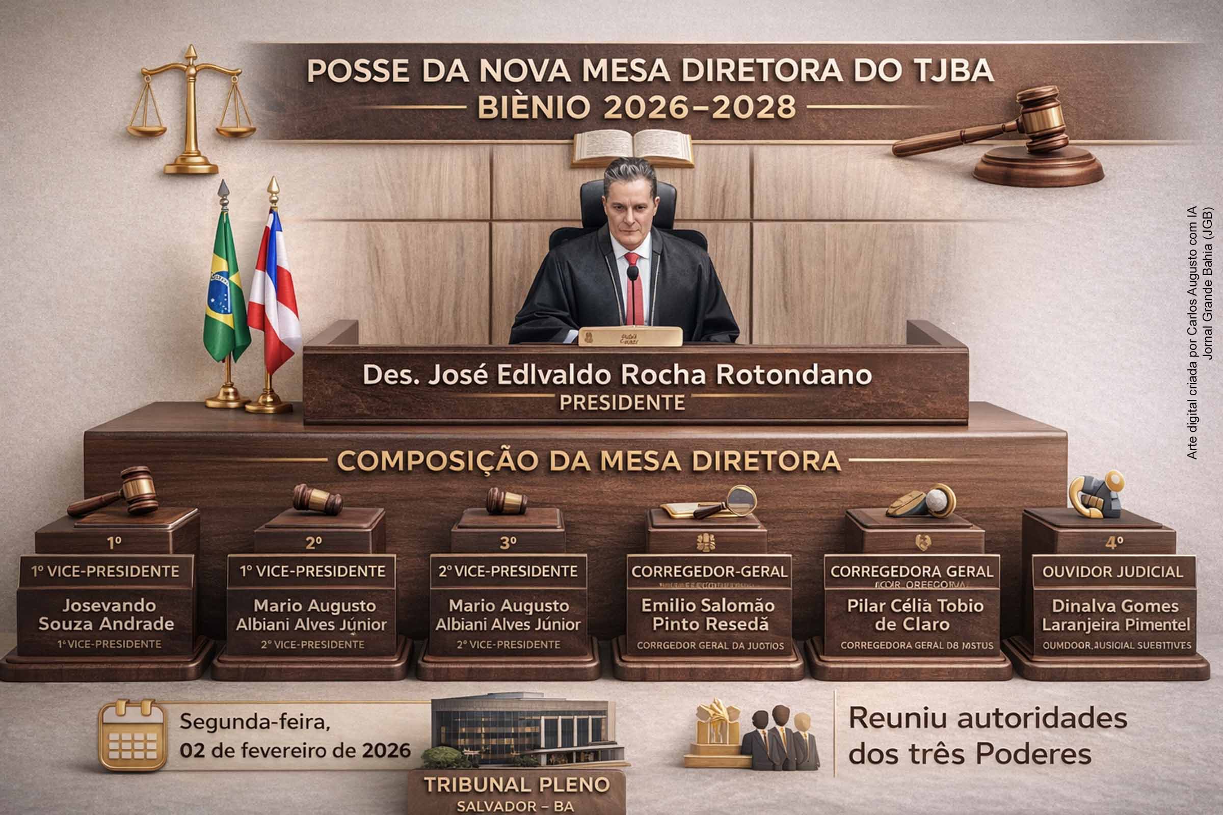 Desembargador Edivaldo Rotondano é empossado presidente do TJBA para o biênio 2026–2028