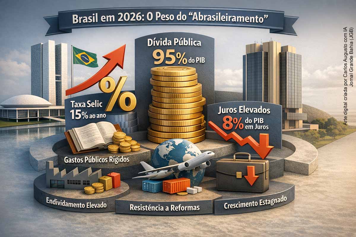Economia brasileira enfrenta juros de 15% e dívida próxima de 95