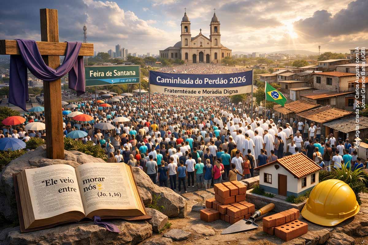 A Caminhada do Perdão 2026, marcada para 1º de março em Feira de Santana, deve reunir cerca de 50 mil fiéis provenientes de mais de 20 cidades. A mobilização envolve 46 paróquias da Arquidiocese, que organizam caravanas e momentos de preparação espiritual durante a Quaresma. O evento também dialoga com o tema da Campanha da Fraternidade deste ano, “Fraternidade e Moradia Digna”, associando fé, reflexão social e participação comunitária.