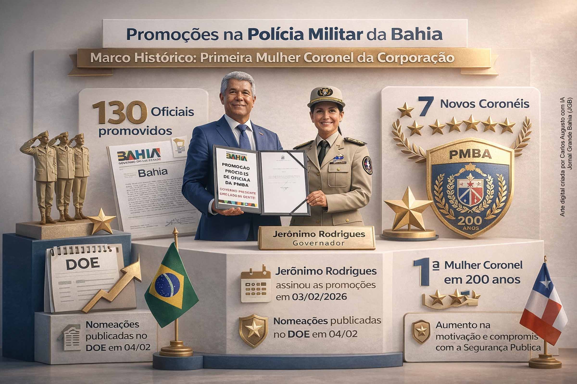 Governador Jerônimo assina 130 promoções na PMBA e corporação alcança marco histórico com primeira mulher coronel