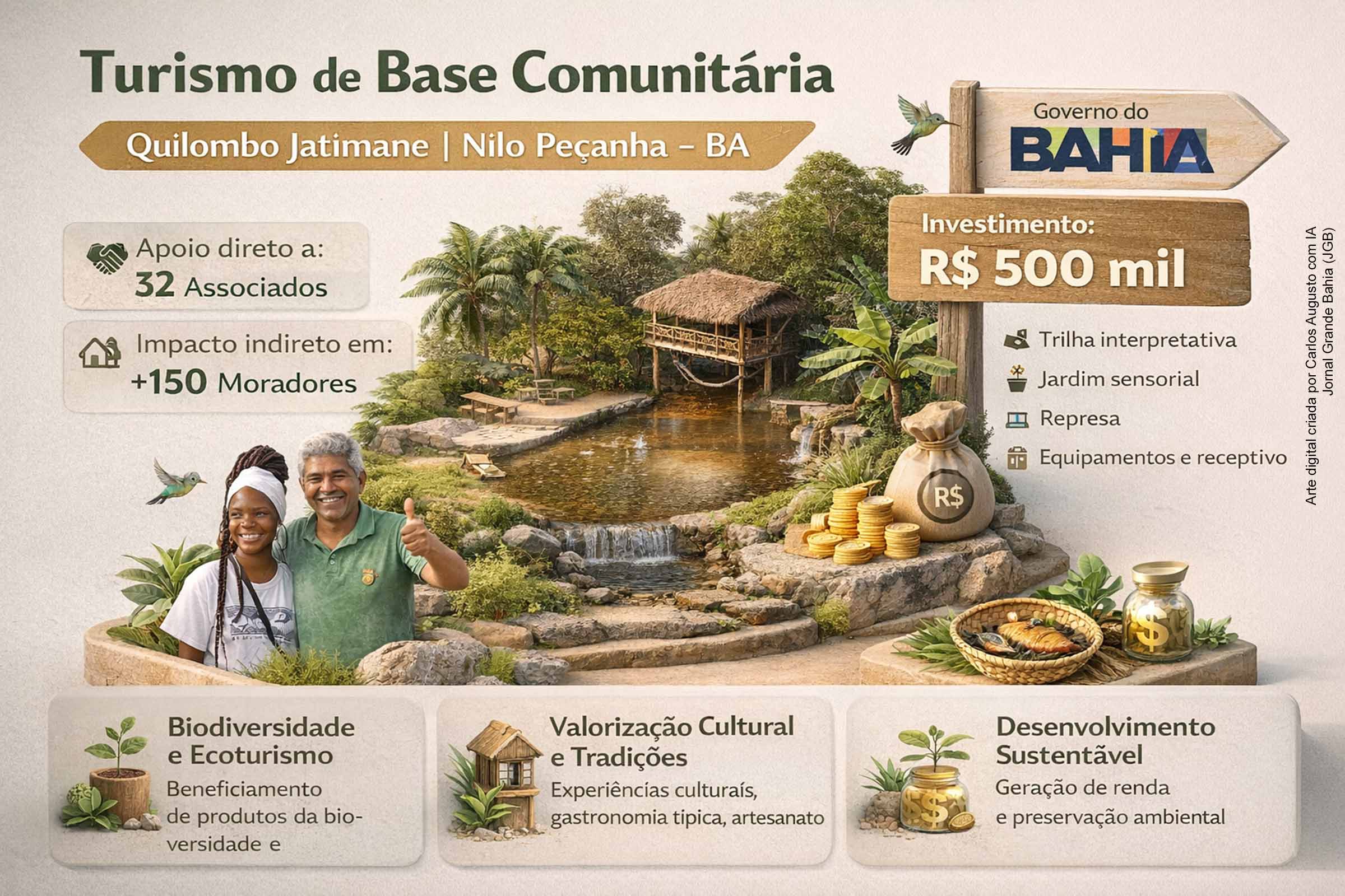 Governo da Bahia entrega obras no Quilombo Jatimane e fortalece turismo de base comunitária em Nilo Peçanha