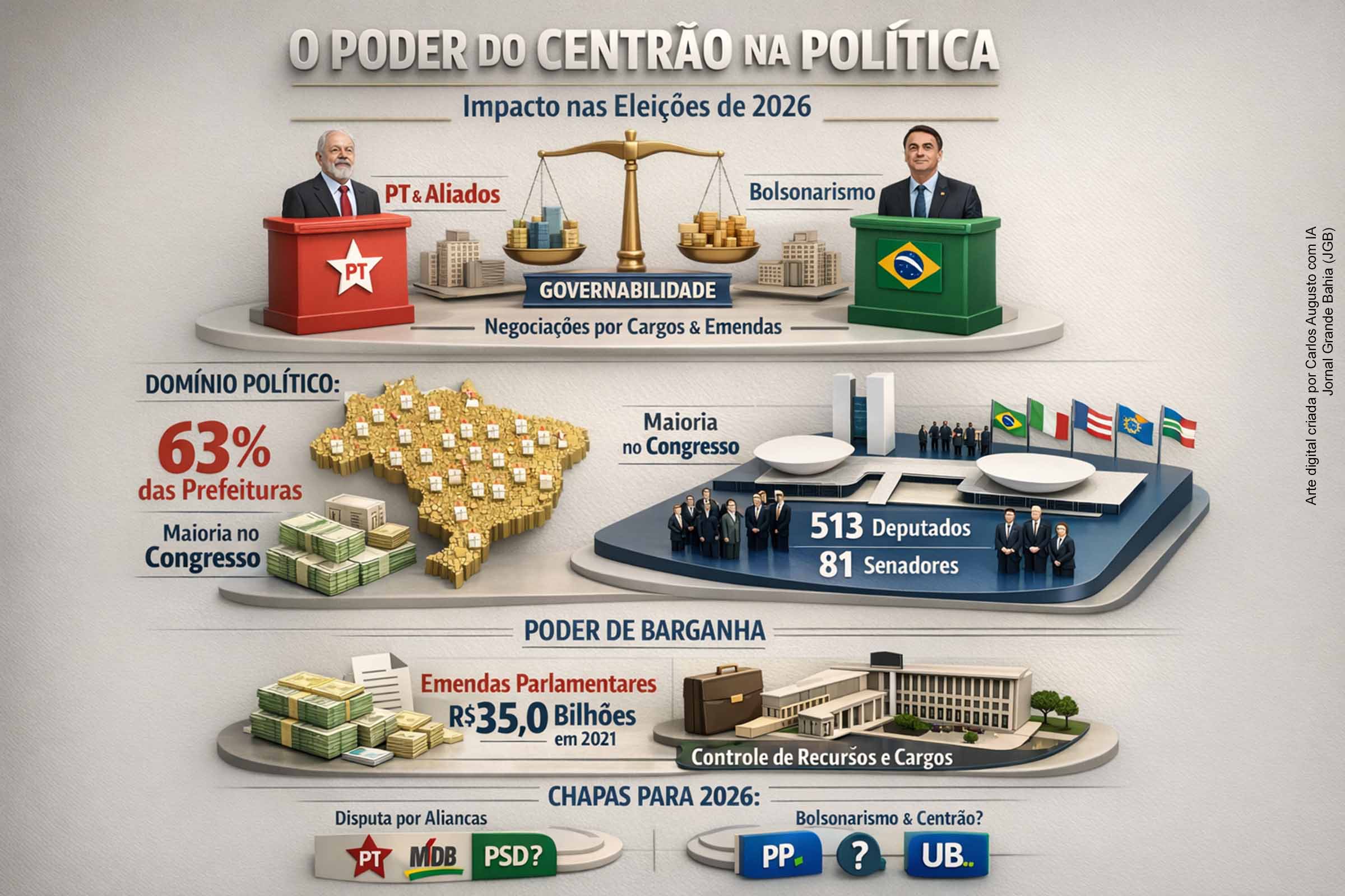 Centrão amplia poder político e orçamentário e se torna decisivo para as Eleições Presidenciais de 2026