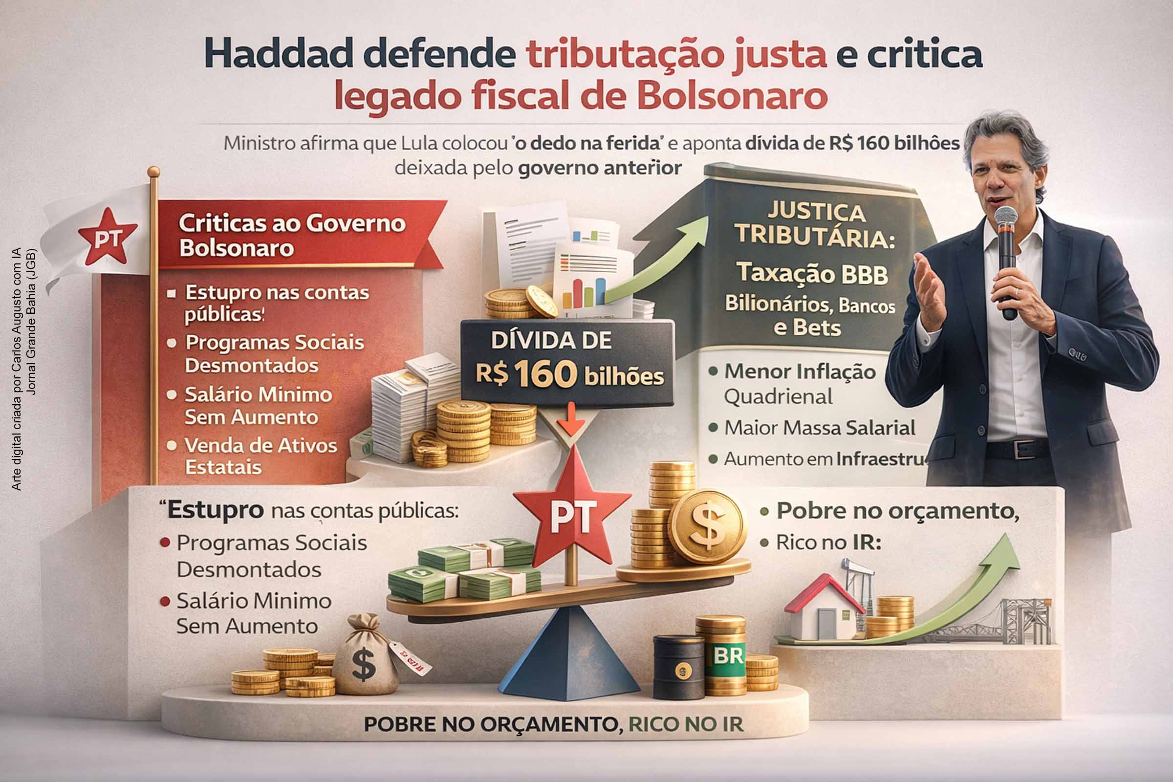 Ministro Fernando Haddad defende tributação justa, critica legado fiscal do Governo Bolsonaro e pede mobilização do PT para debate econômico