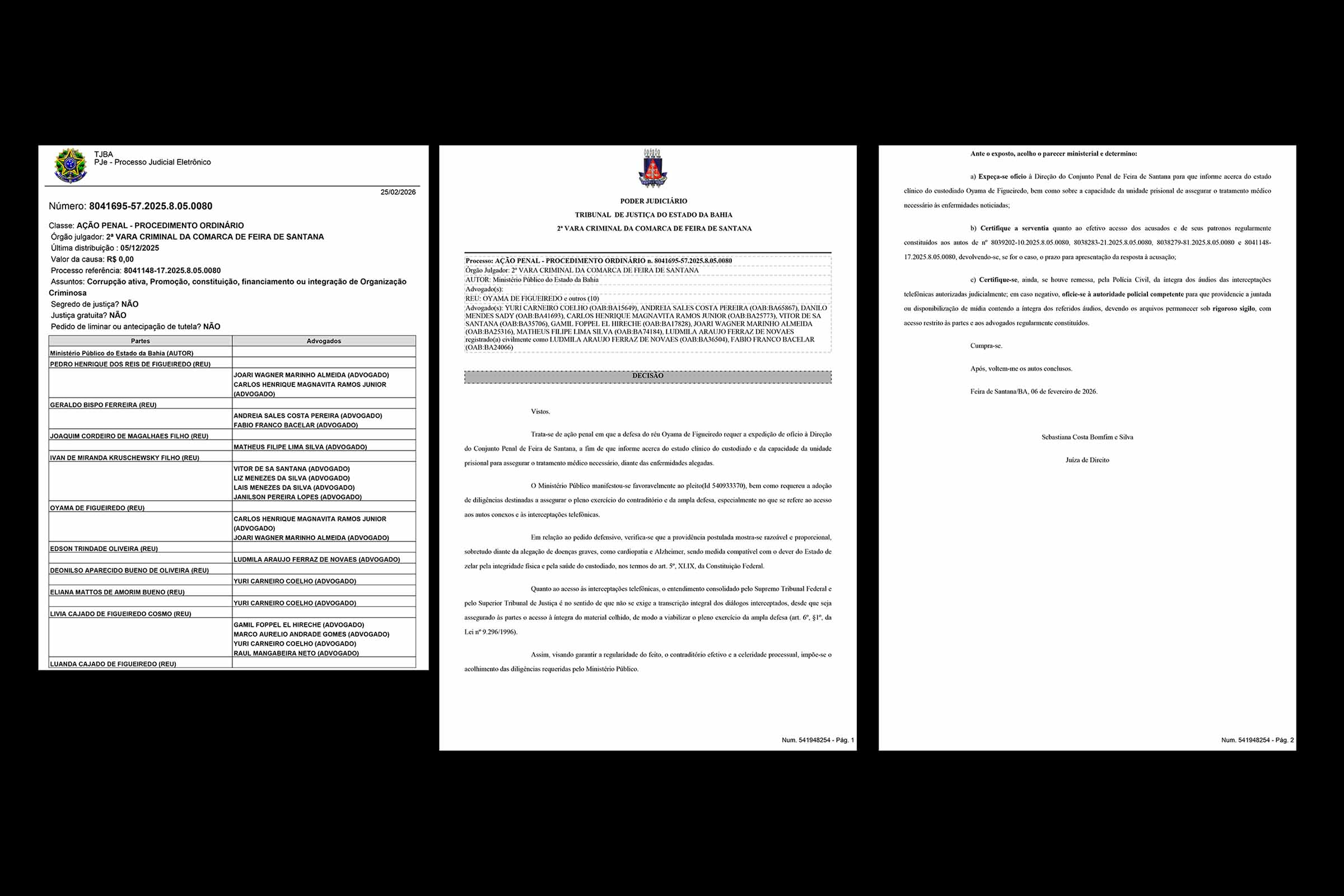 A Justiça da Bahia manteve o andamento da ação penal que investiga 11 acusados por organização criminosa e corrupção ativa em Feira de Santana. A juíza Sebastiana Costa Bomfim rejeitou preliminares da defesa, afastou alegações de nulidade e determinou o prosseguimento do processo. A audiência de instrução e julgamento foi marcada para 17 de abril de 2026, quando testemunhas serão ouvidas e provas analisadas.