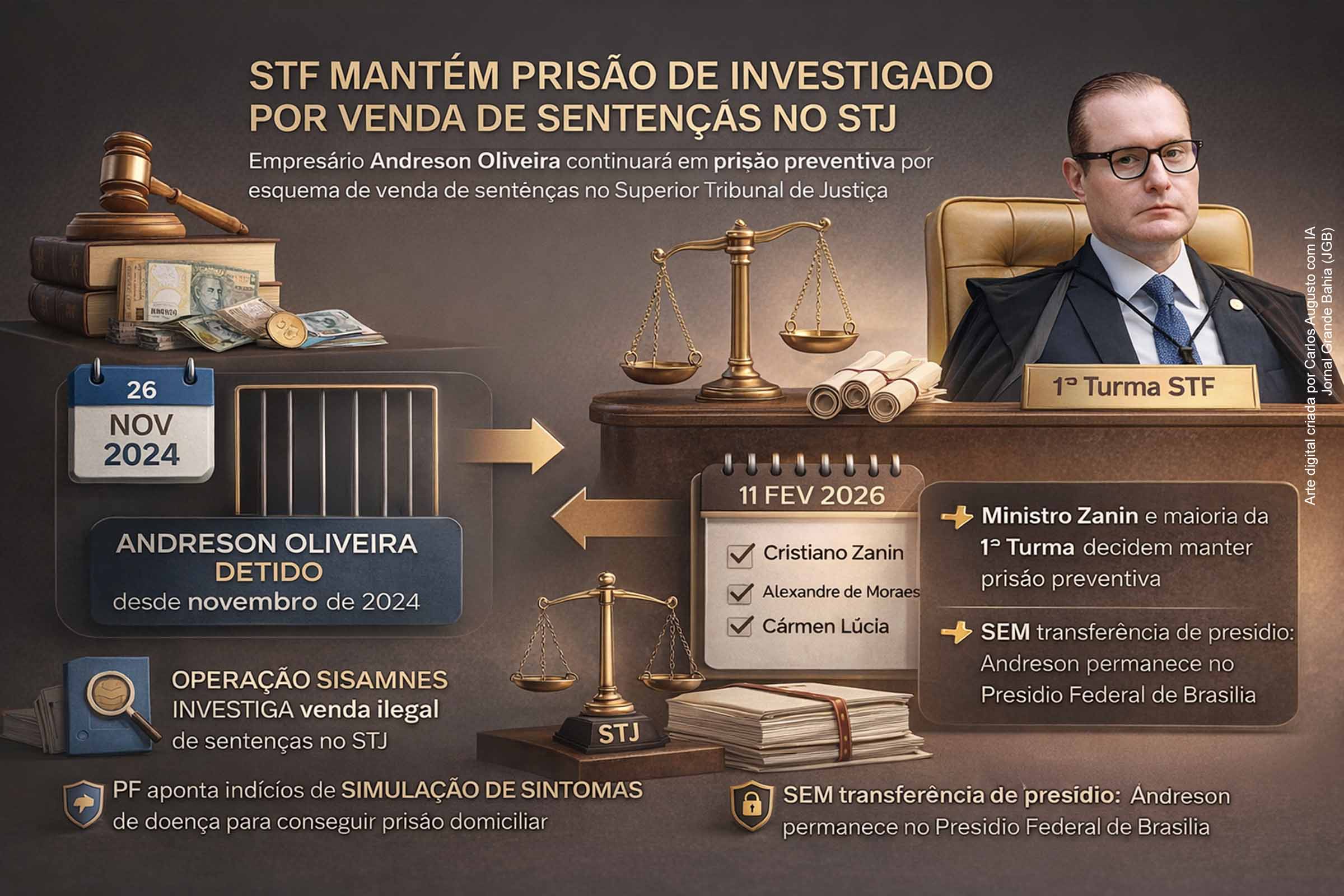 Operação Sisamnes: STF mantém prisão preventiva de empresário investigado por venda de sentenças no STJ