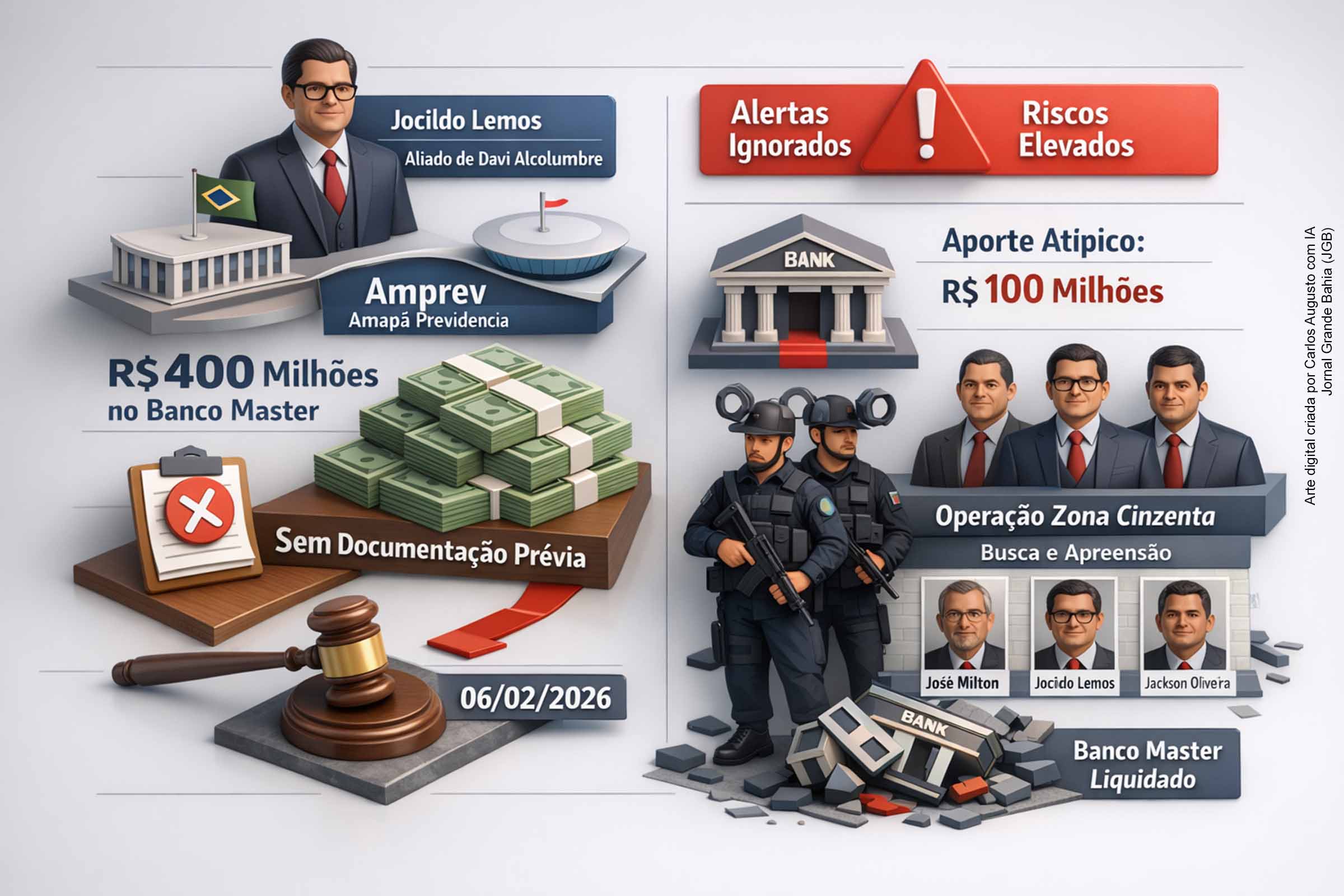 PF aponta gestão temerária e diz que aliado do senador Davi Alcolumbre aprovou R$ 400 milhões no Master sem exigir documentos