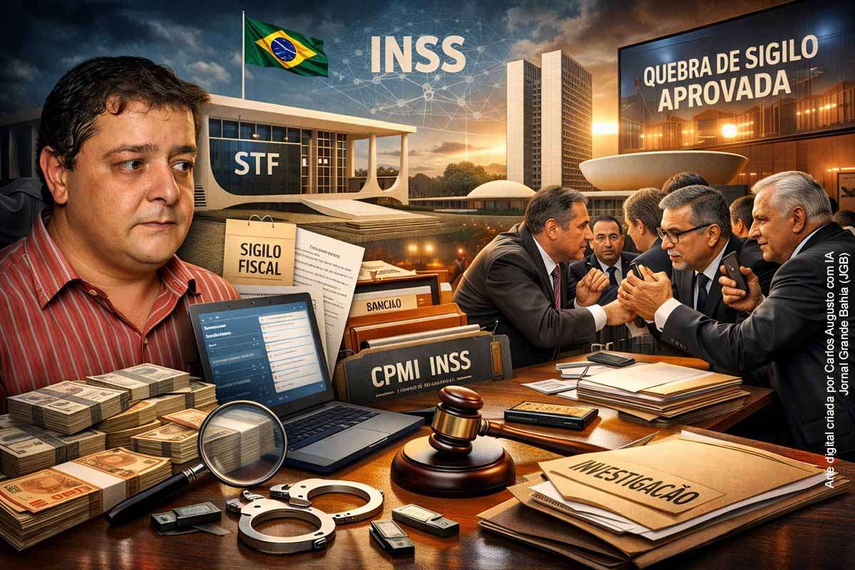 A quebra de sigilos bancário, fiscal e telemático de Fábio Luís Lula da Silva, autorizada pelo ministro André Mendonça no STF, integra investigação da Polícia Federal sobre fraudes bilionárias em descontos aplicados a aposentadorias do INSS. A defesa afirma que a medida foi desnecessária e que o empresário está disposto a fornecer documentos voluntariamente. Paralelamente, a CPMI do INSS também aprovou a quebra de sigilo do filho do presidente, em sessão marcada por confronto entre parlamentares.