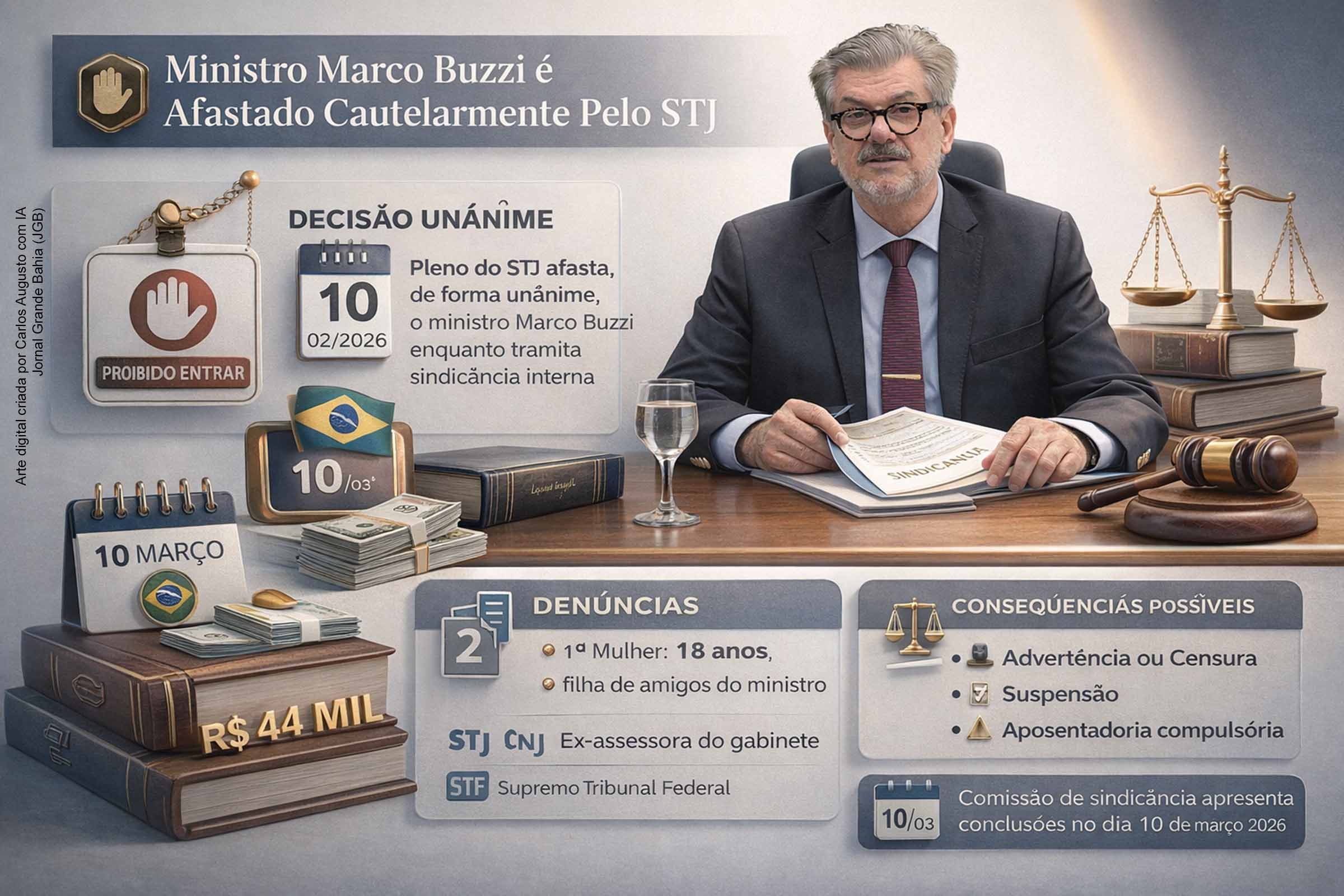 STJ afasta cautelarmente ministro Marco Buzzi após denúncias de assédio sexual e novas acusações no CNJ
