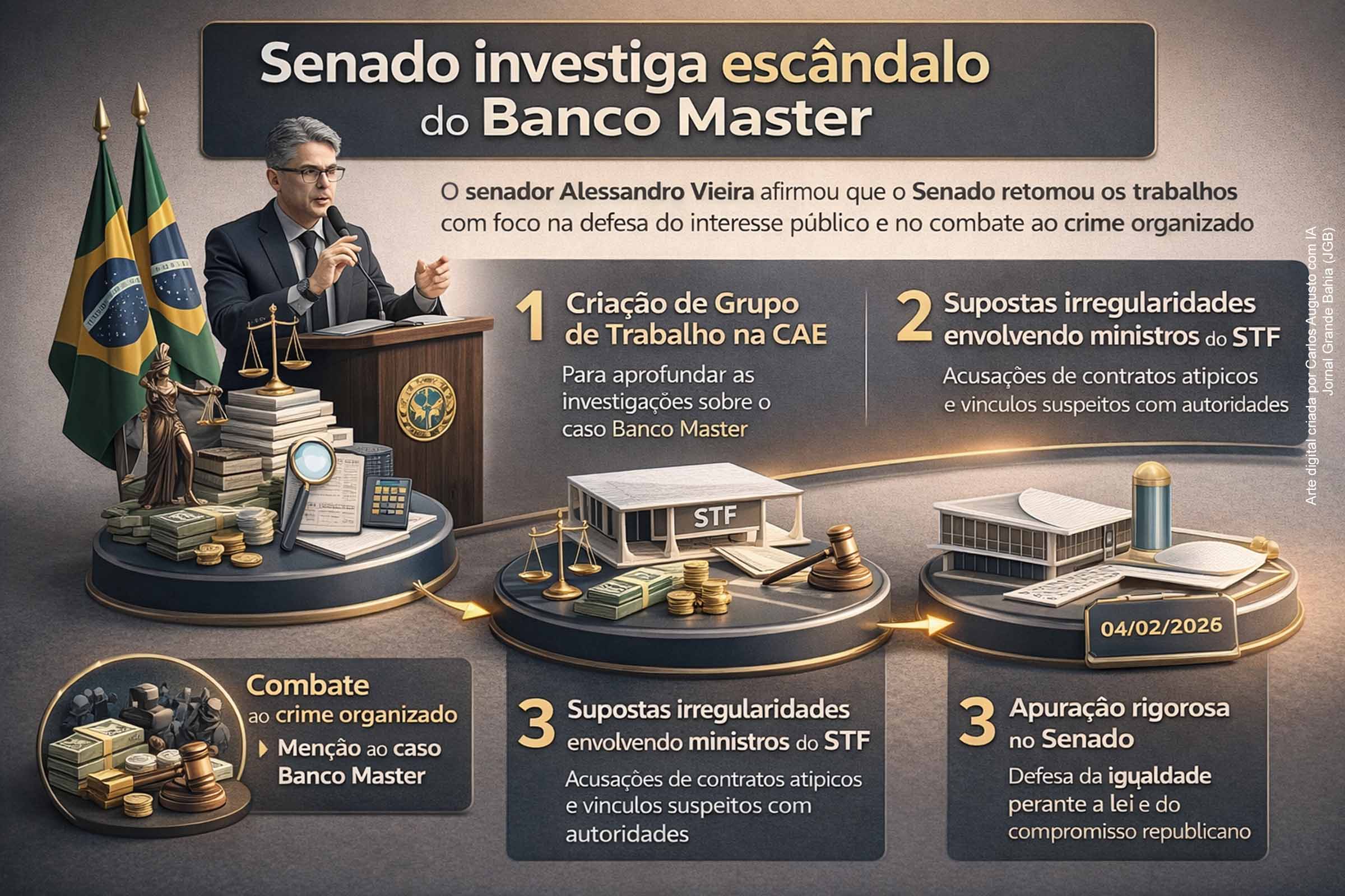 Senador Alessandro Vieira defende investigação de ministro do STF citados no caso Banco Master e cobra atuação do Senado contra o crime organizado